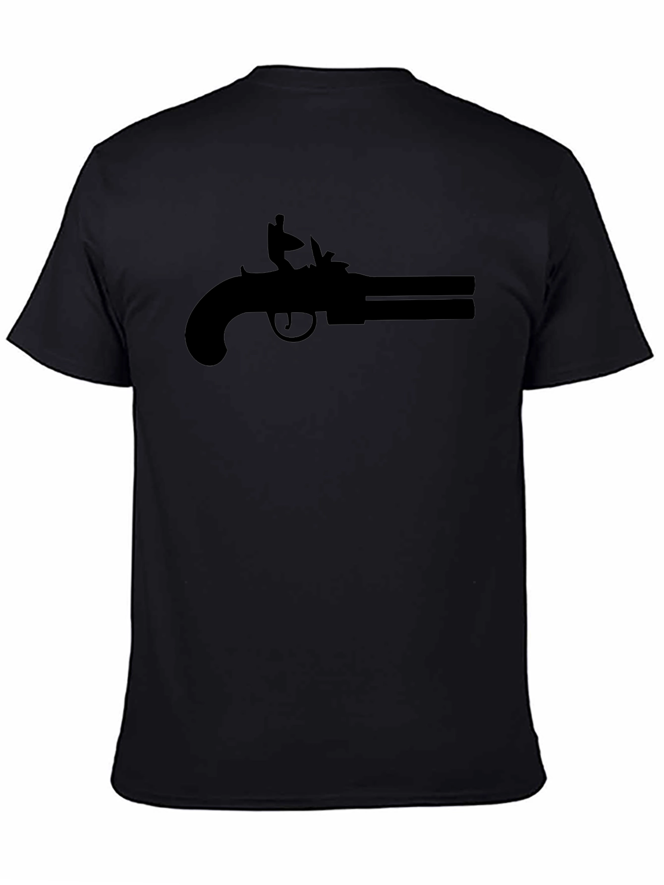 Double Barrel Pistol Graphic Tee - Black Cotton T-Shirt
