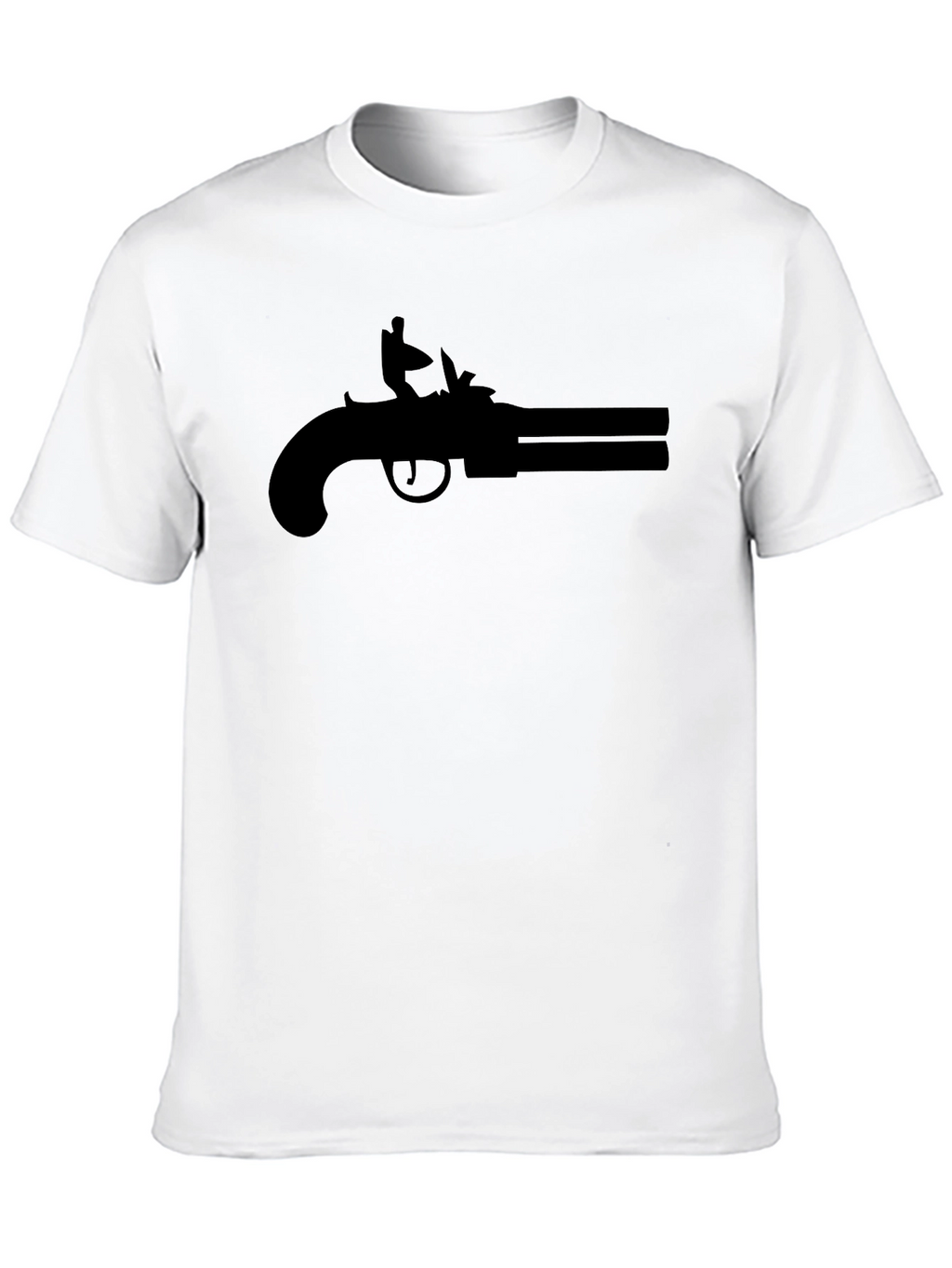 Double Barrel Pistol Graphic Tee - Black Cotton T-Shirt