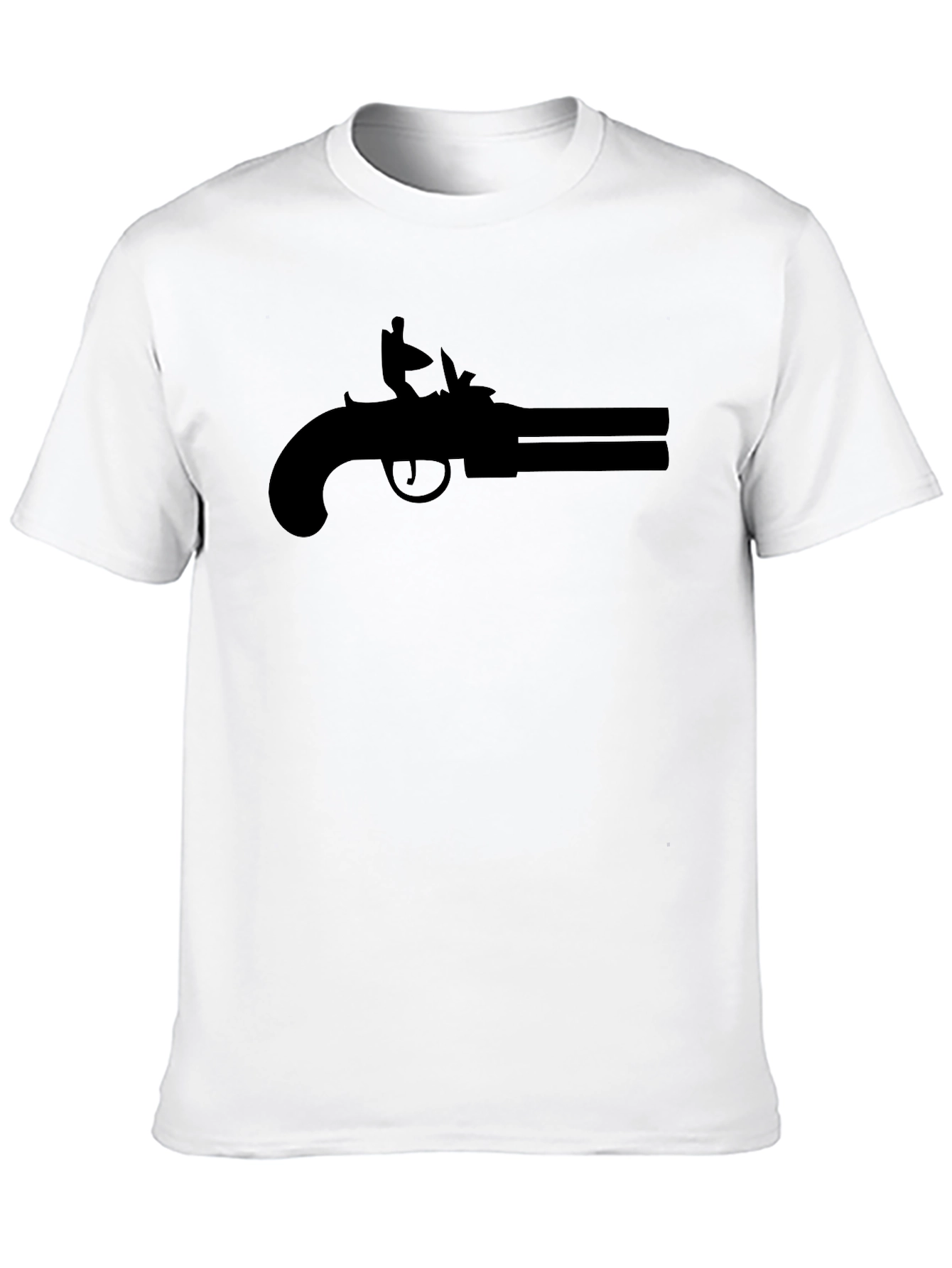 Double Barrel Pistol Graphic Tee - Black Cotton T-Shirt
