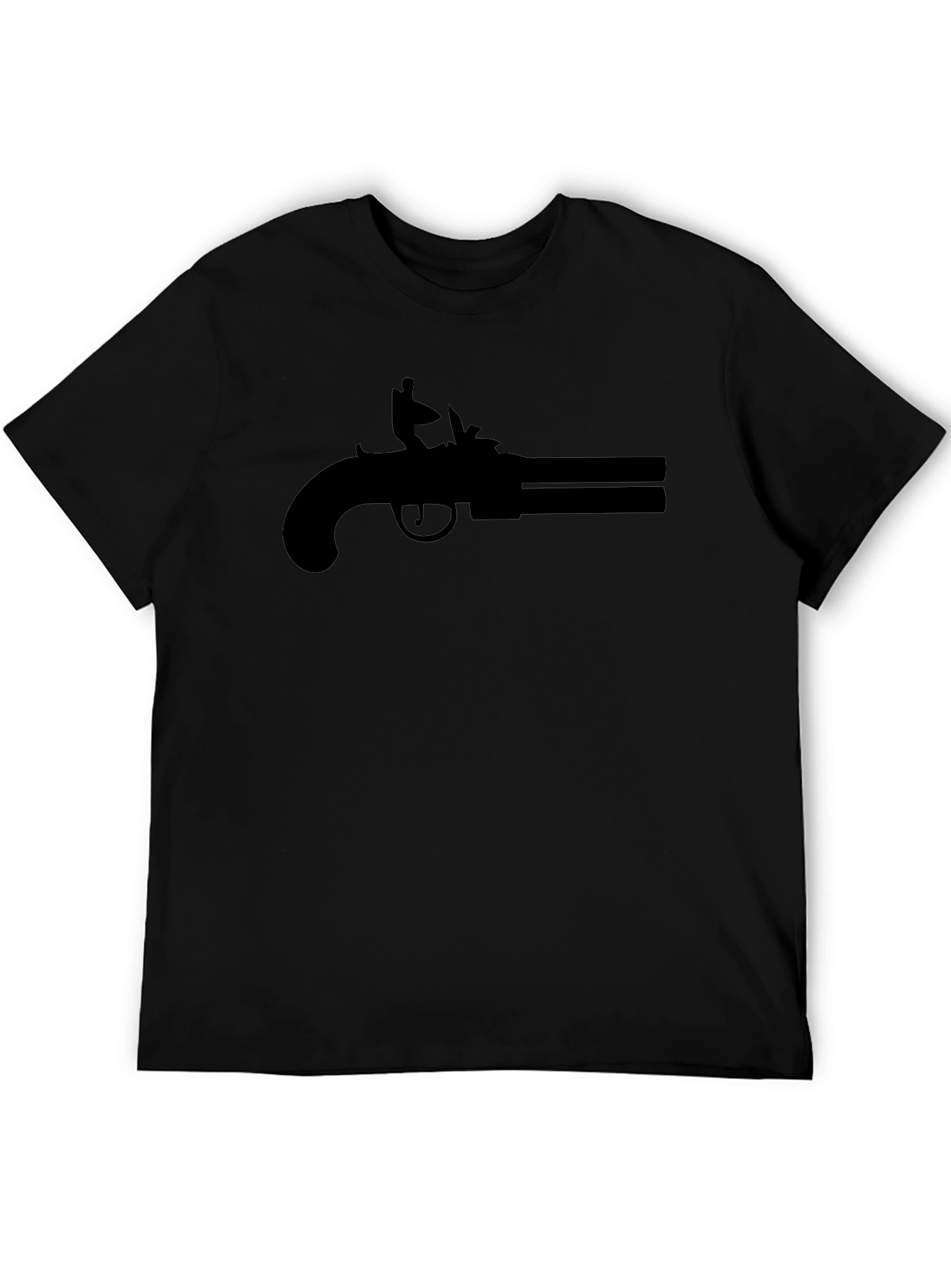 Double Barrel Pistol Graphic Tee - Black Cotton T-Shirt
