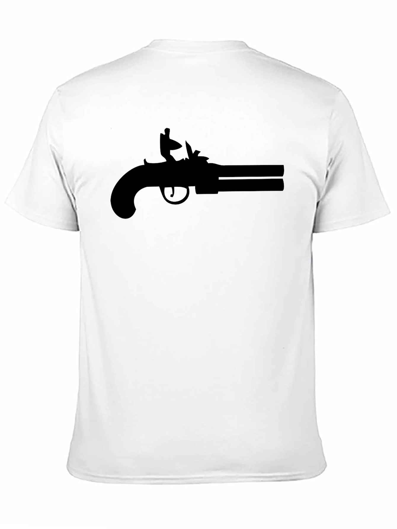 Double Barrel Pistol Graphic Tee - Black Cotton T-Shirt