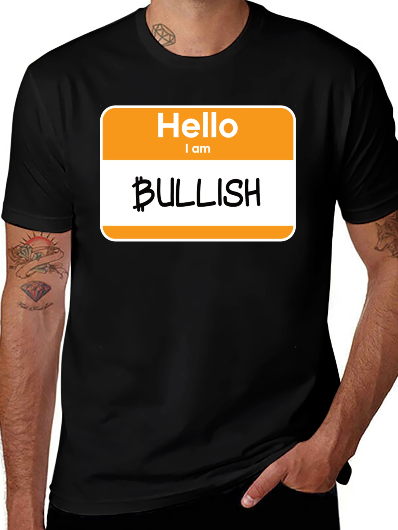 Bullish Name Tag T-Shirt - Black Short Sleeve Tee
