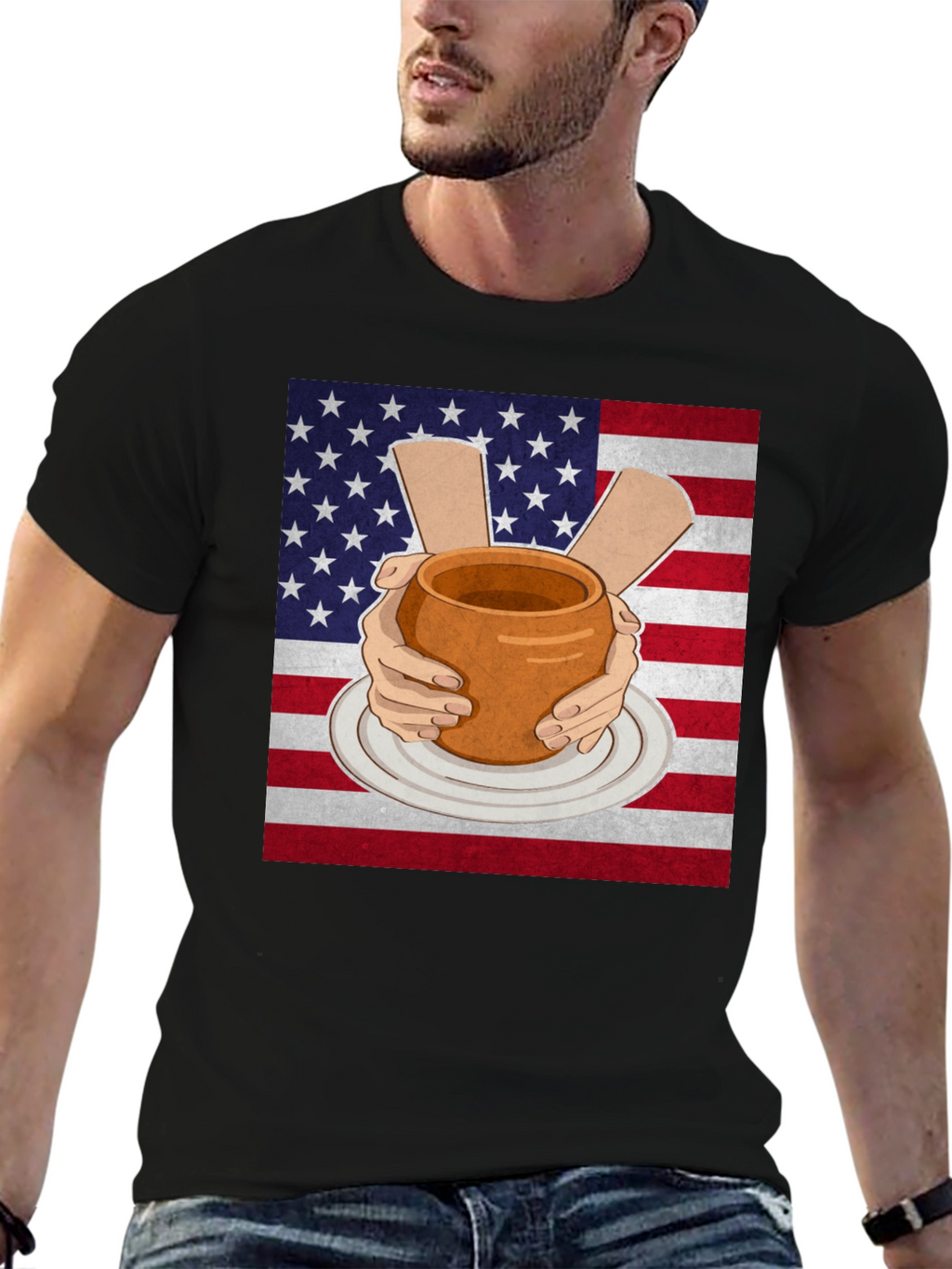 Pottery USA Flag T-Shirt