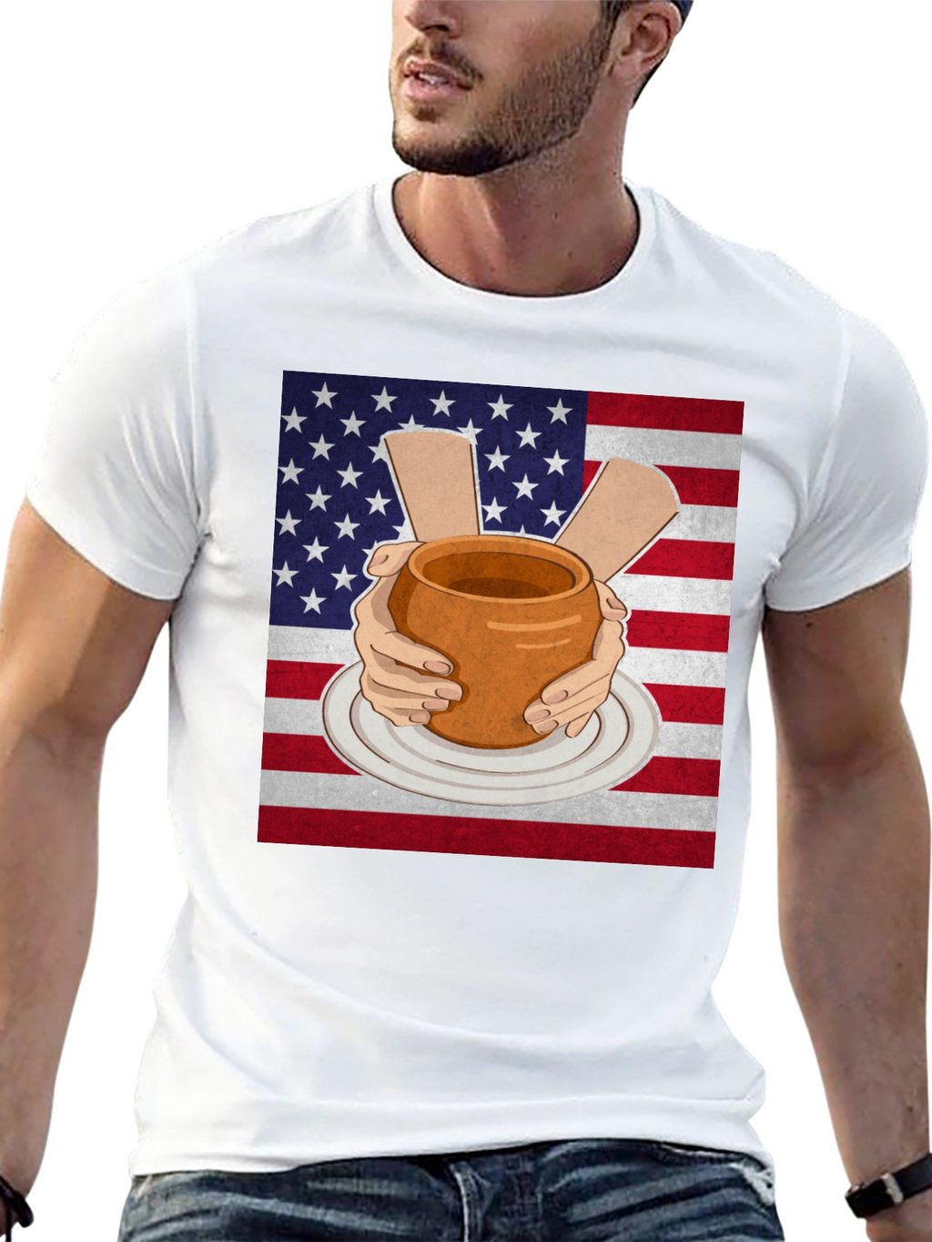 Pottery USA Flag T-Shirt
