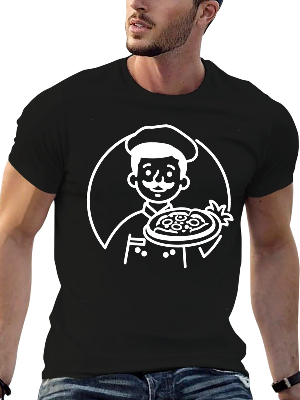 Chef Pizza Graphic Tee - Cool Black T-Shirt