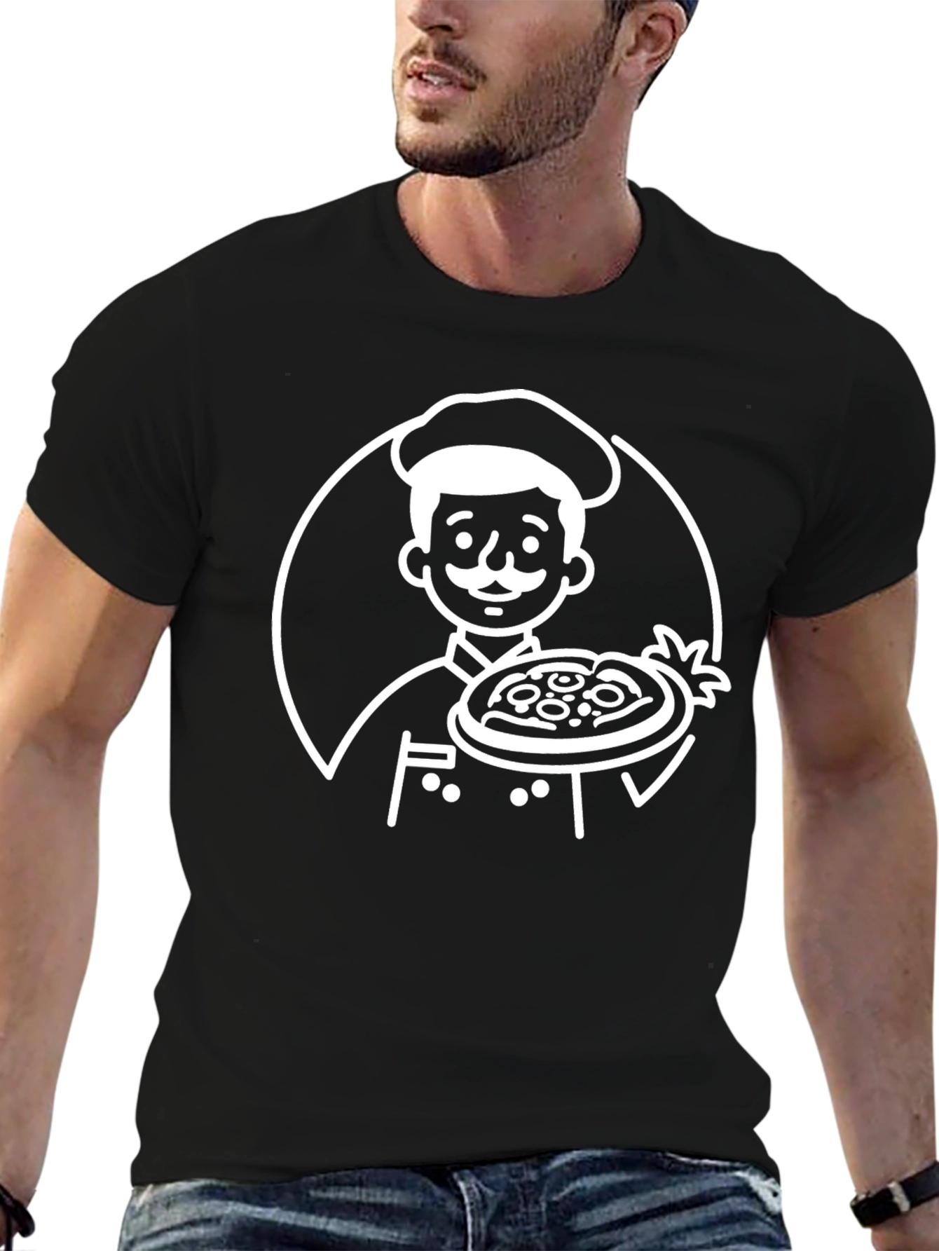 Chef Pizza Graphic Tee - Cool Black T-Shirt