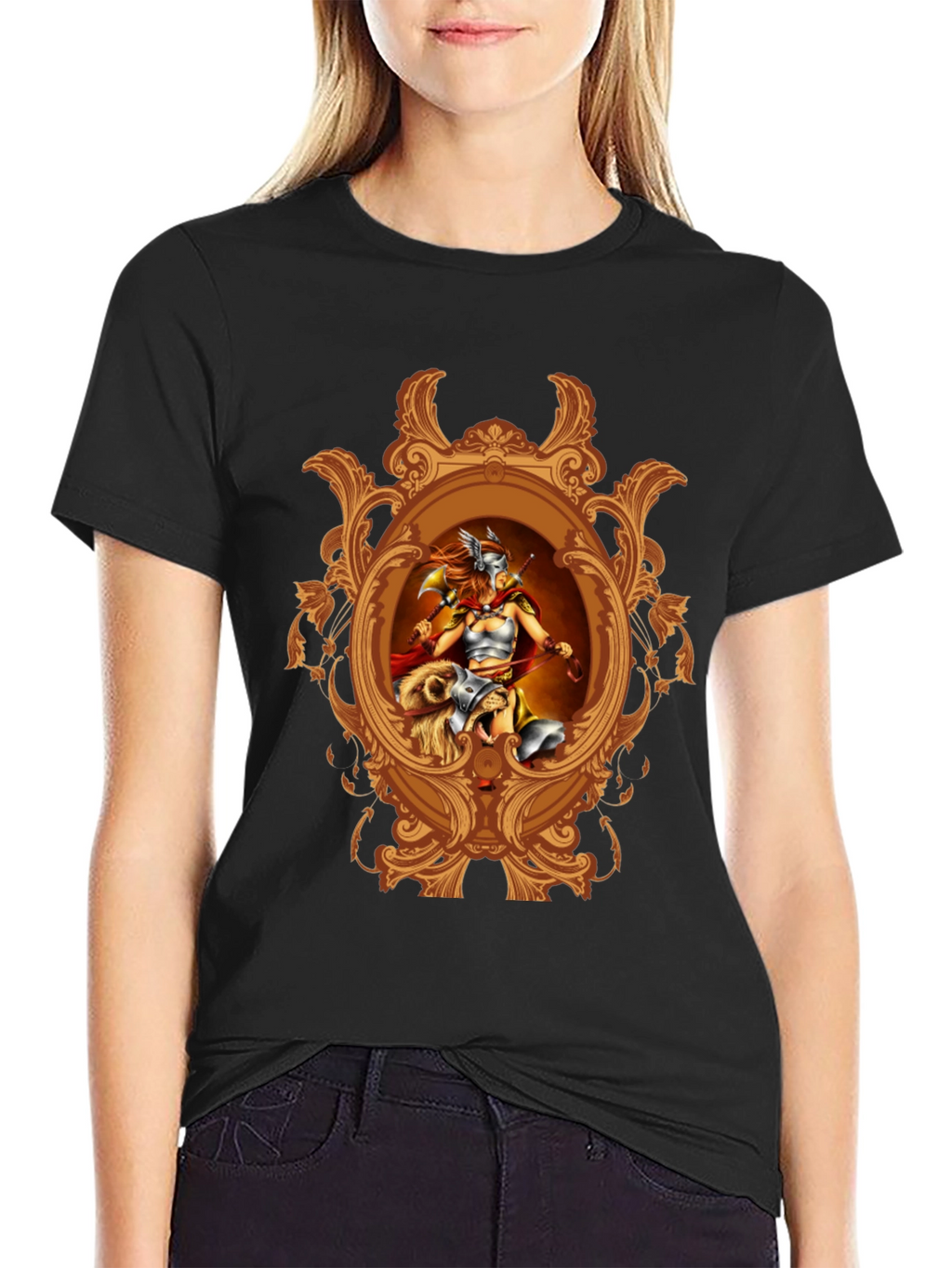 Valkyrie Framed Graphic T-Shirt - Black