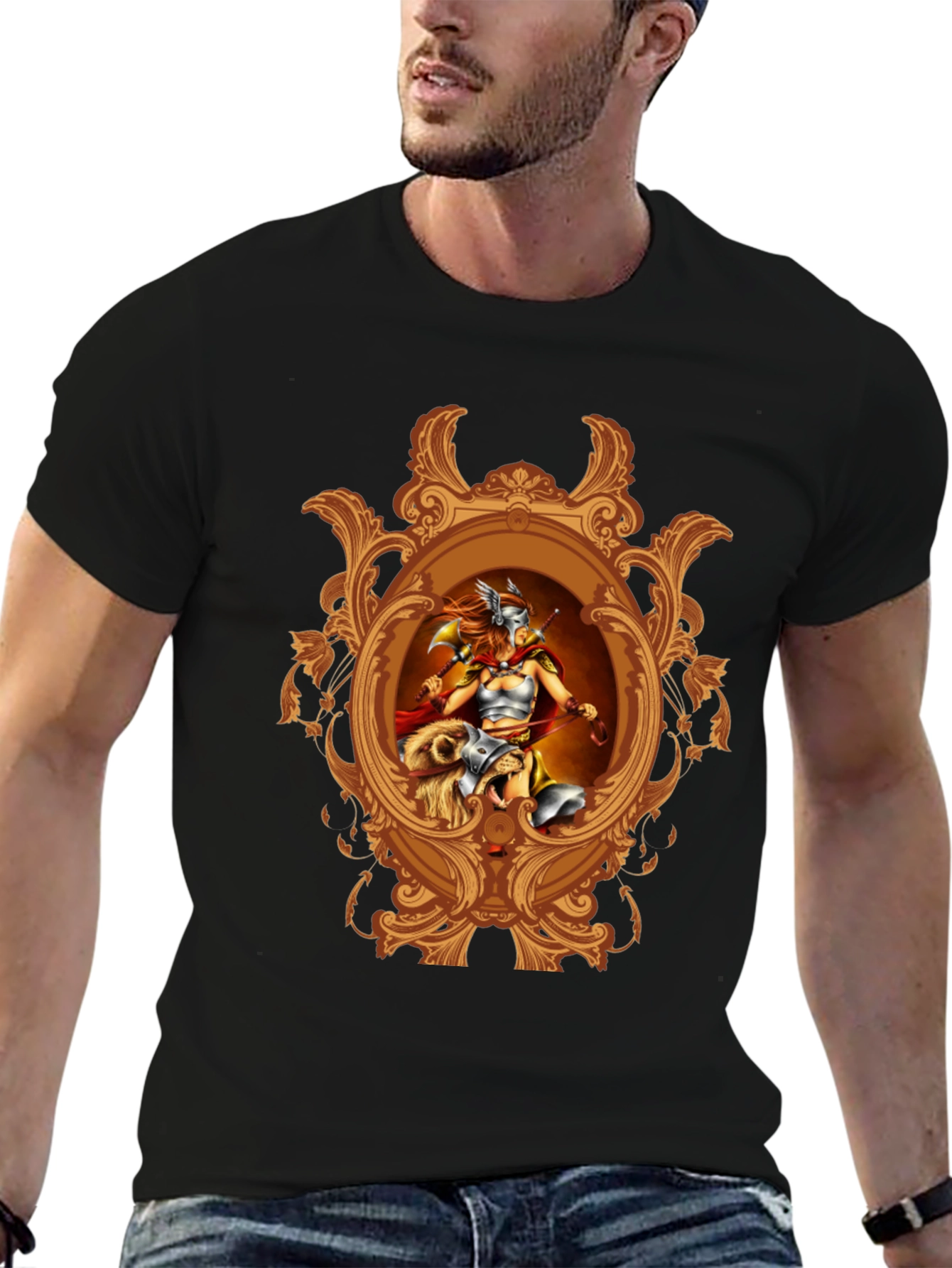 Valkyrie Framed Graphic T-Shirt - Black