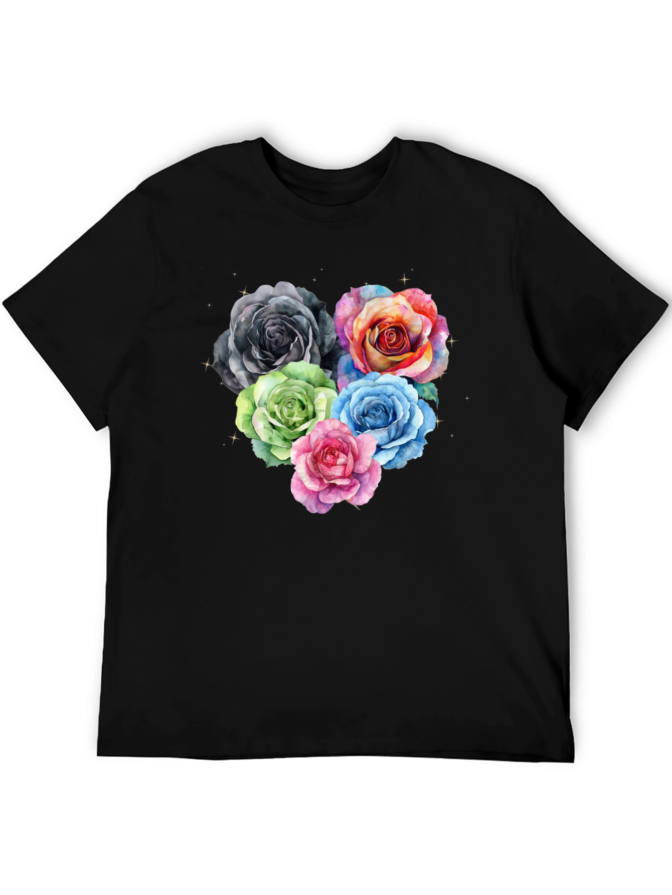 Floral Heart Tee - Watercolor Rose Bouquet Graphic T-Shirt