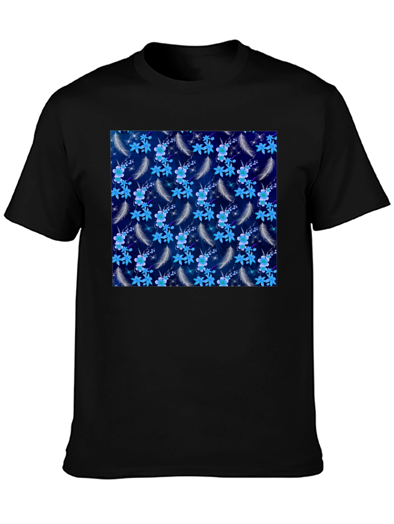 Floral Feather Graphic Tee - Black