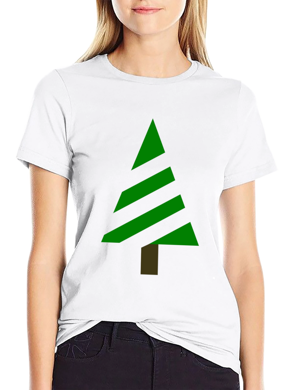 Modern Christmas Tree Graphic Tee - Black