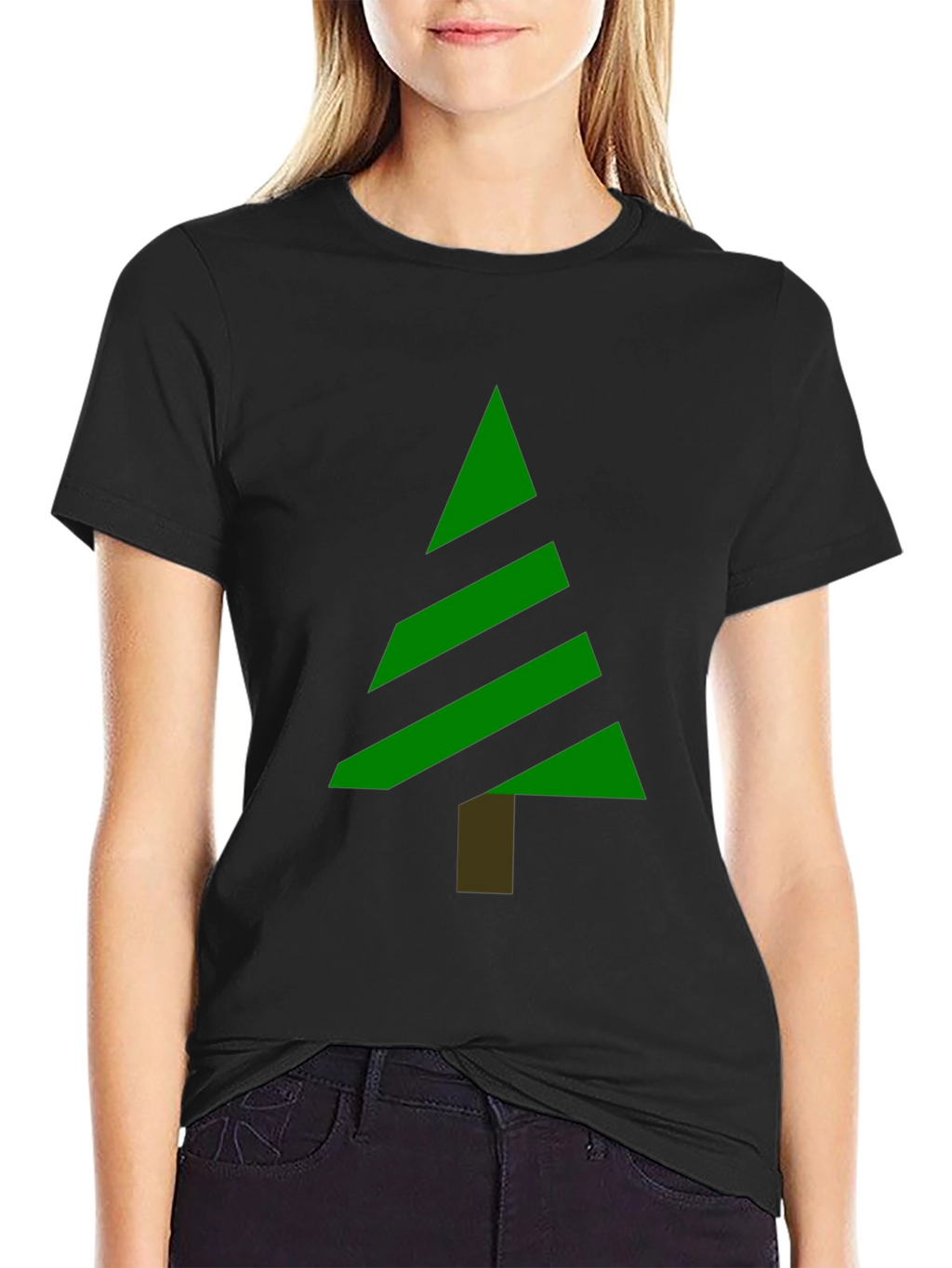 Modern Christmas Tree Graphic Tee - Black
