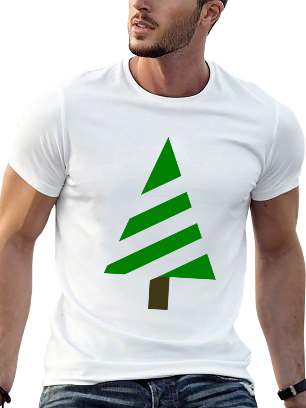 Modern Christmas Tree Graphic Tee - Black