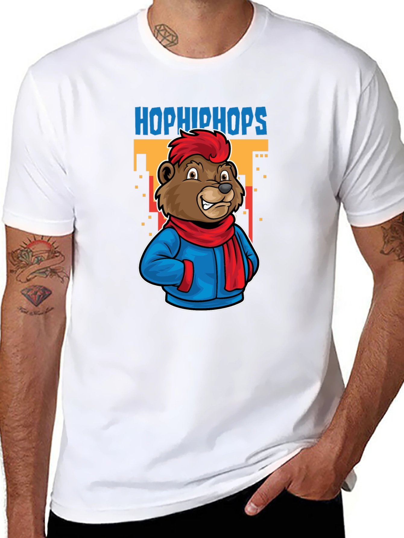 Hop Hip Hops Bear T-Shirt - Urban Cartoon Style