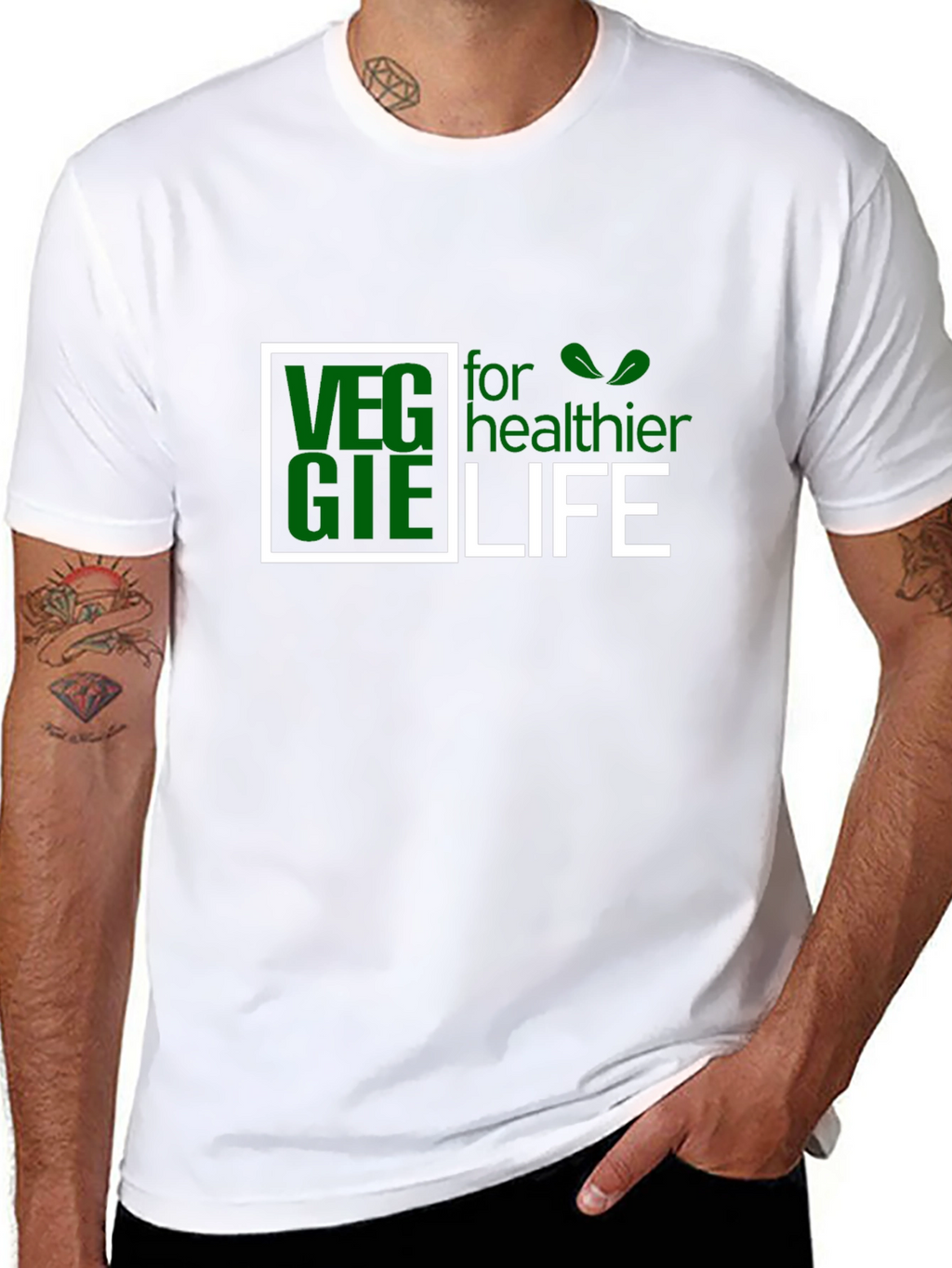 Veggie for Healthier Life Black T-Shirt