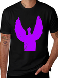 Black T-Shirt with Purple Angel Graphic