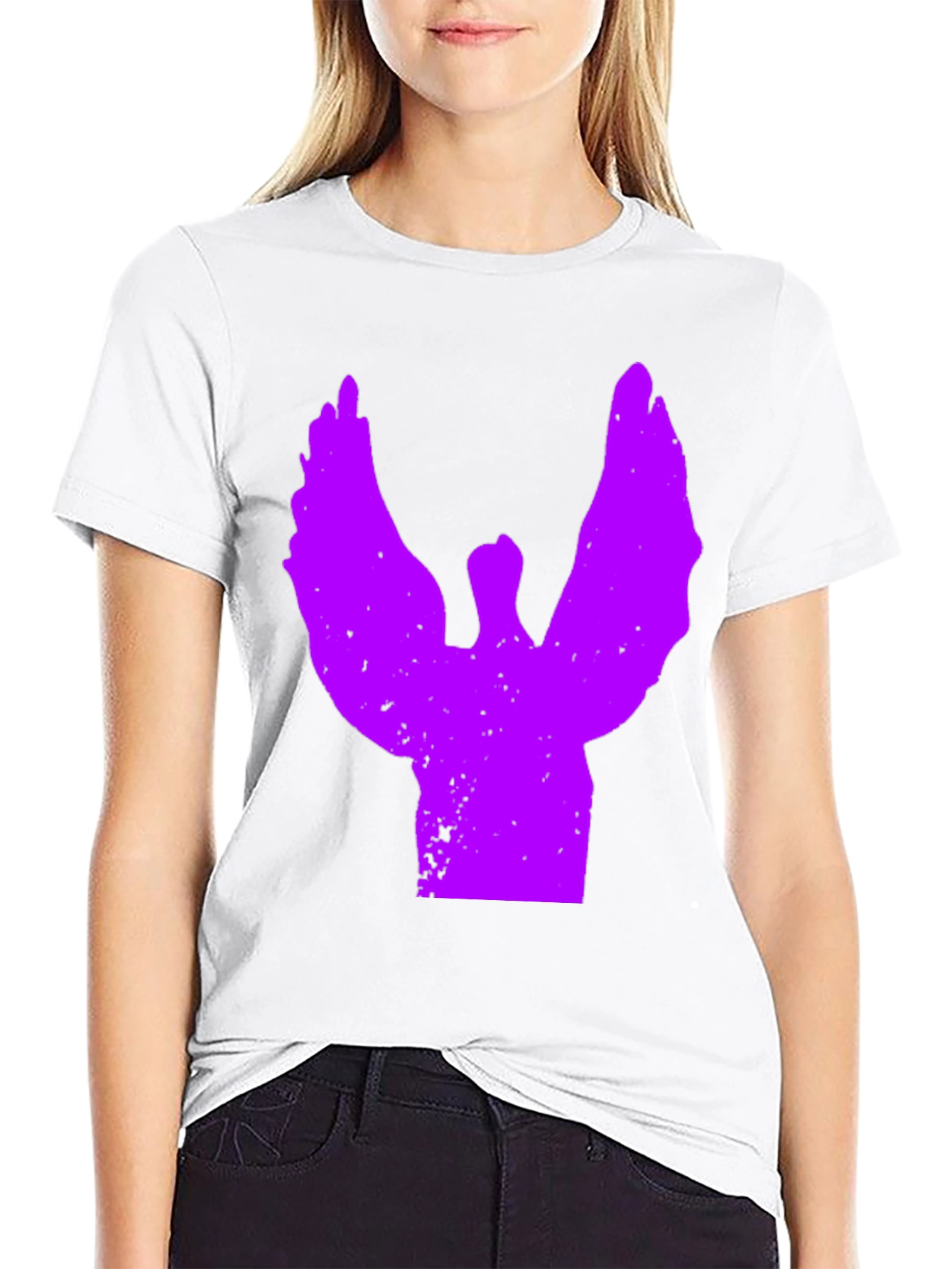 Black T-Shirt with Purple Angel Graphic
