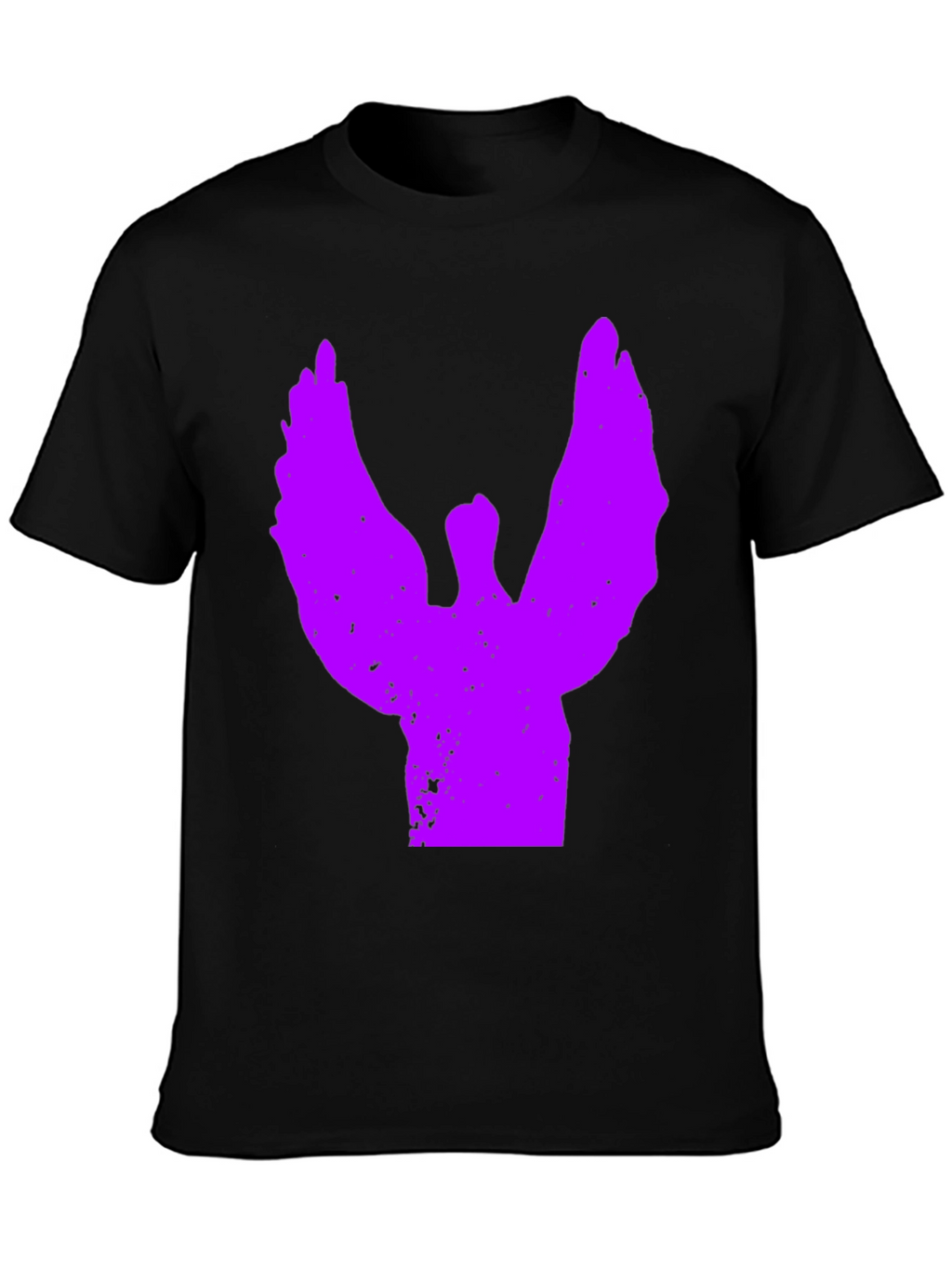 Black T-Shirt with Purple Angel Graphic