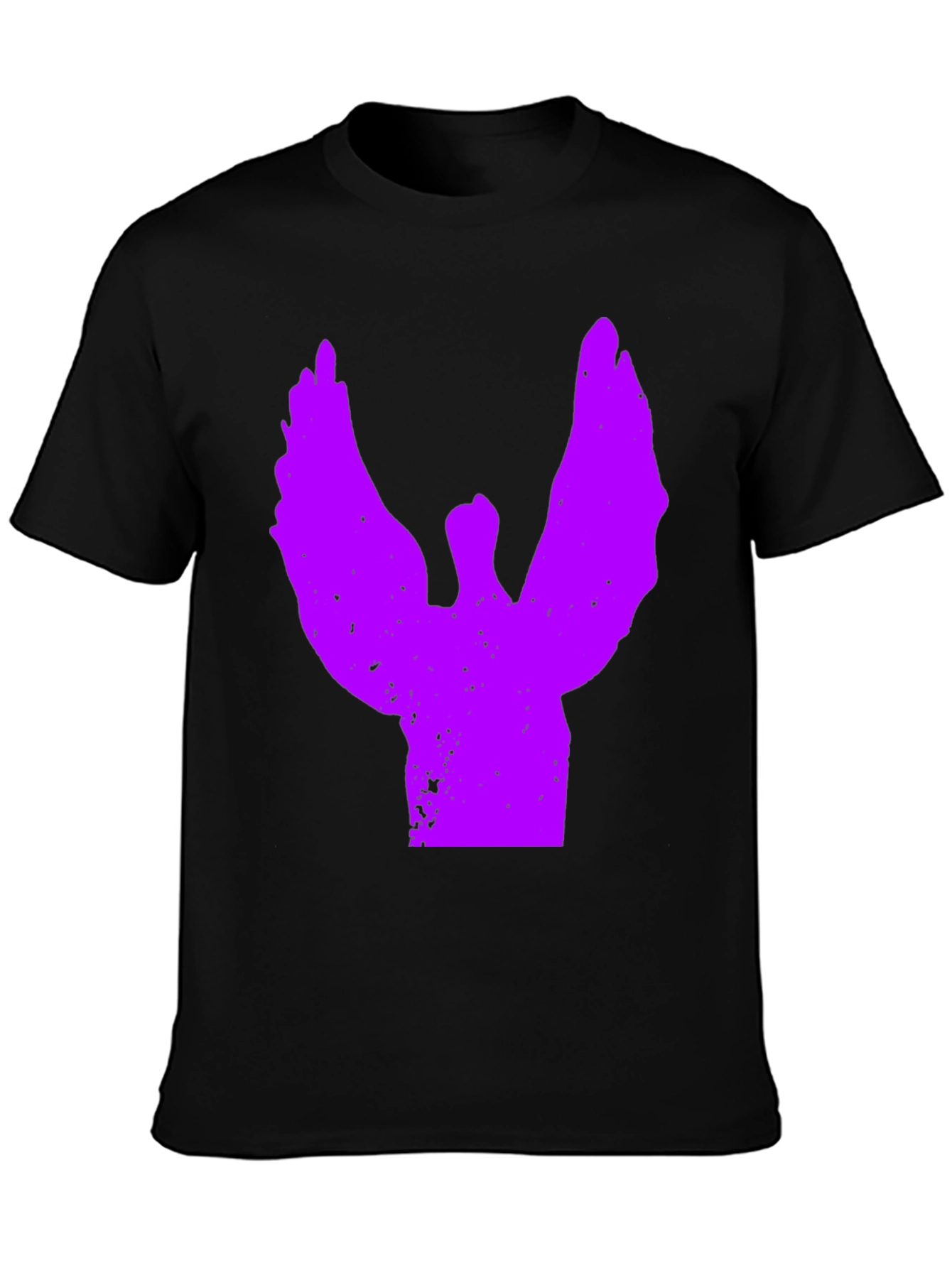 Black T-Shirt with Purple Angel Graphic