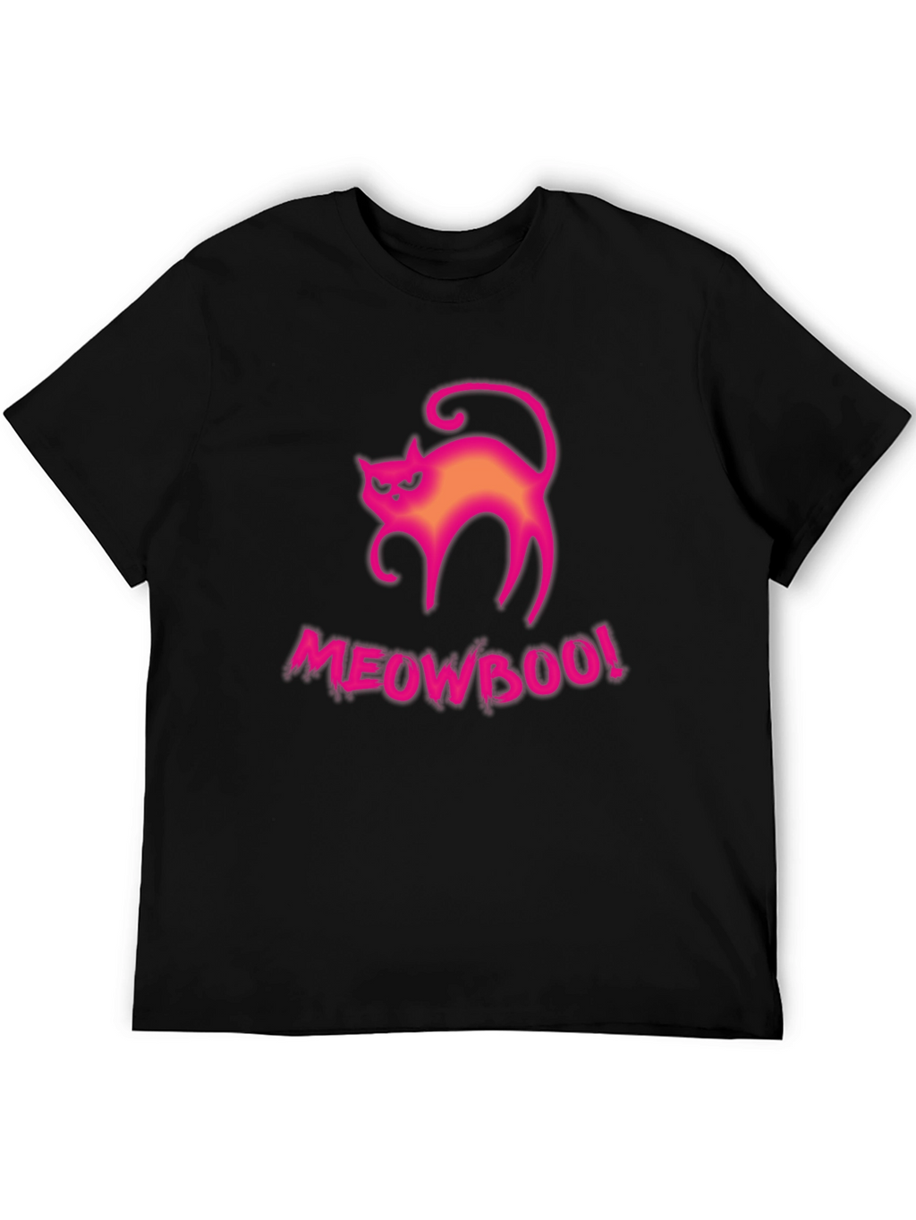 Meowboo! Halloween Cat Graphic Tee - Black Cotton