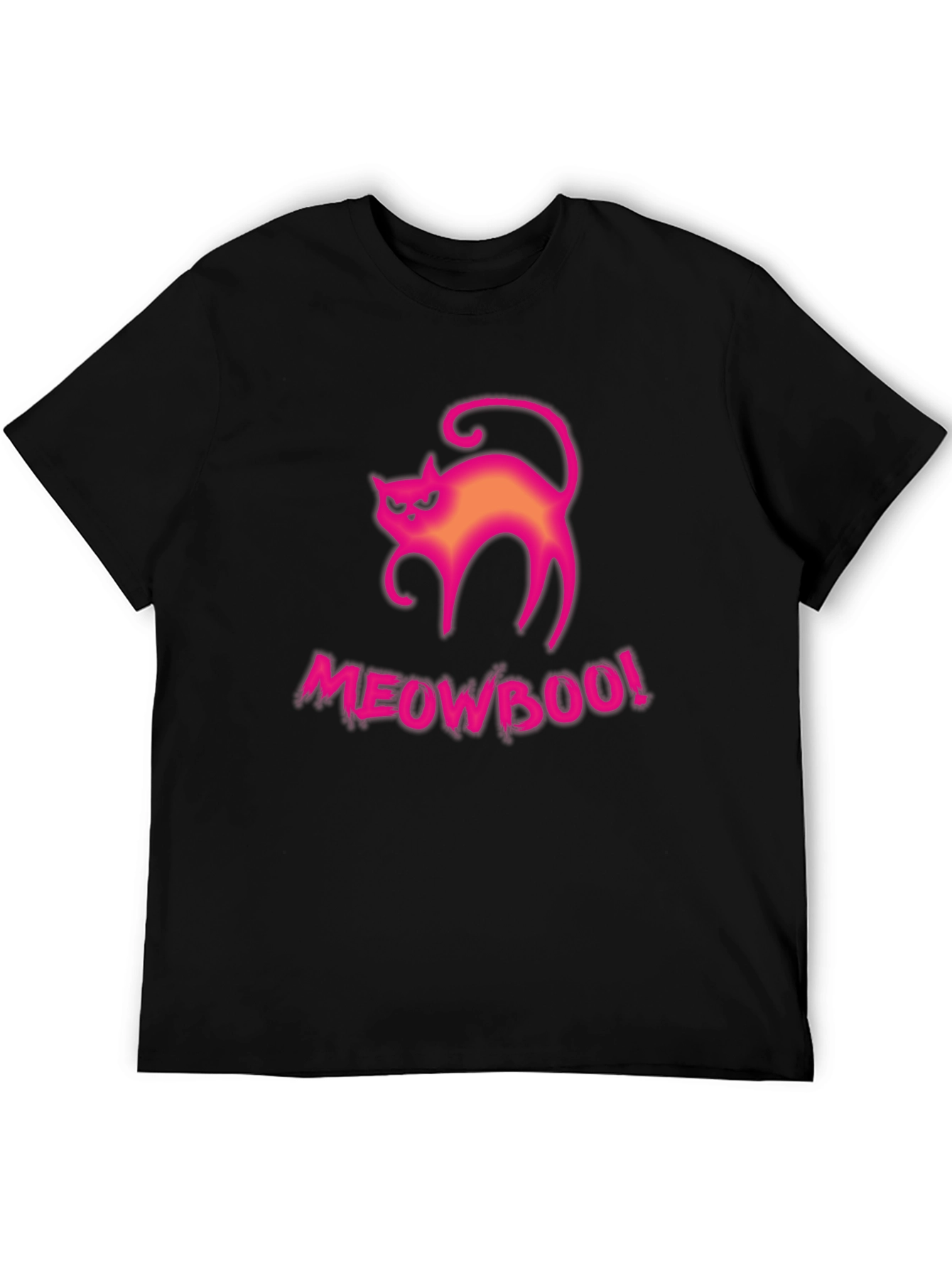 Meowboo! Halloween Cat Graphic Tee - Black Cotton