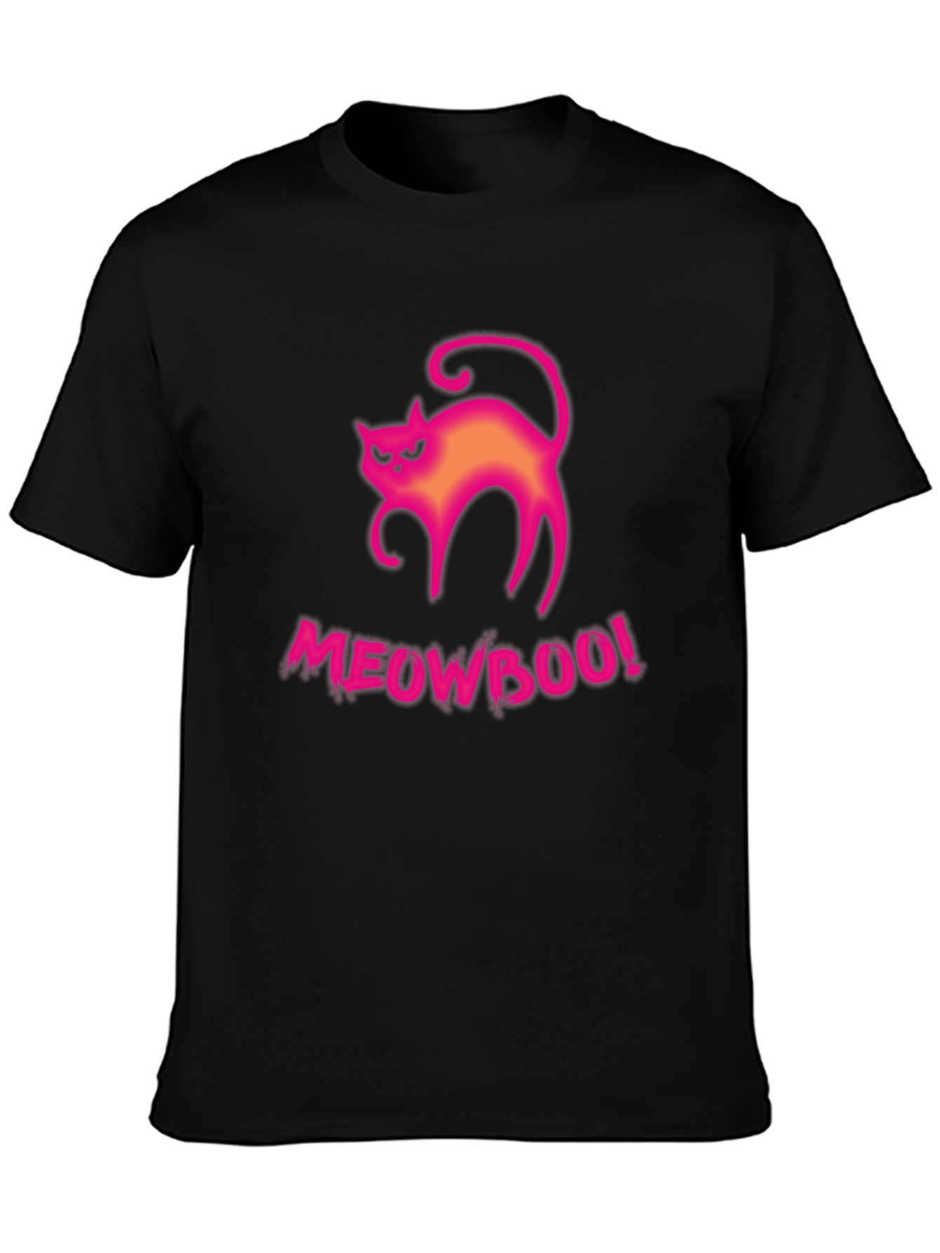 Meowboo! Halloween Cat Graphic Tee - Black Cotton