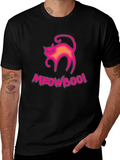 Meowboo! Halloween Cat Graphic Tee - Black Cotton