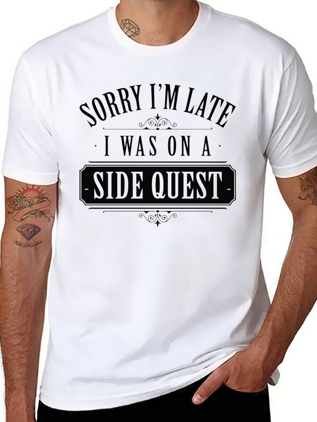 Side Quest Black T-Shirt - Gamer Novelty Tee