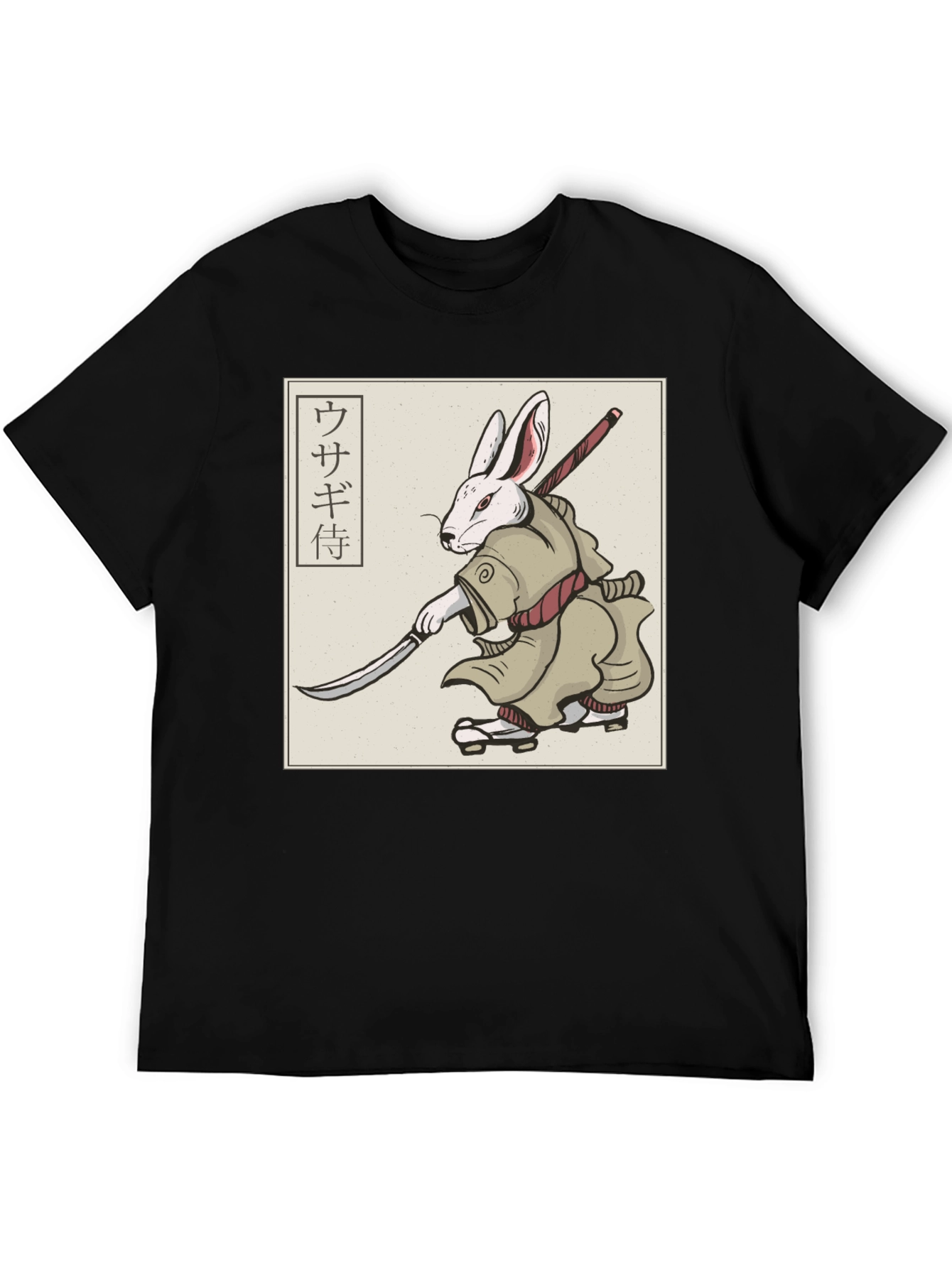 Rabbit Samurai T-Shirt - Black Graphic Tee