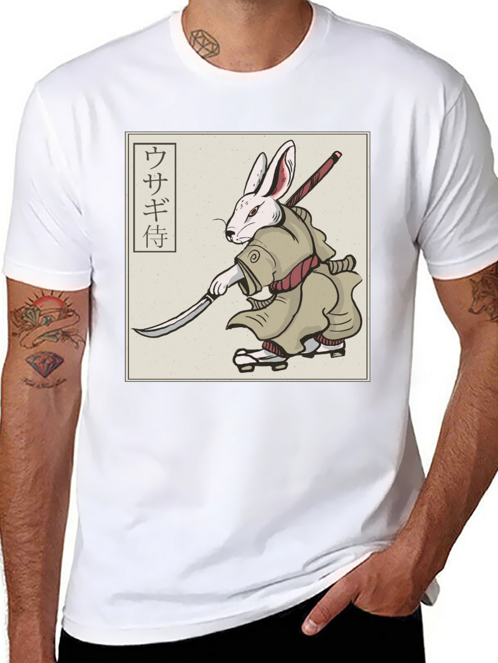 Rabbit Samurai T-Shirt - Black Graphic Tee
