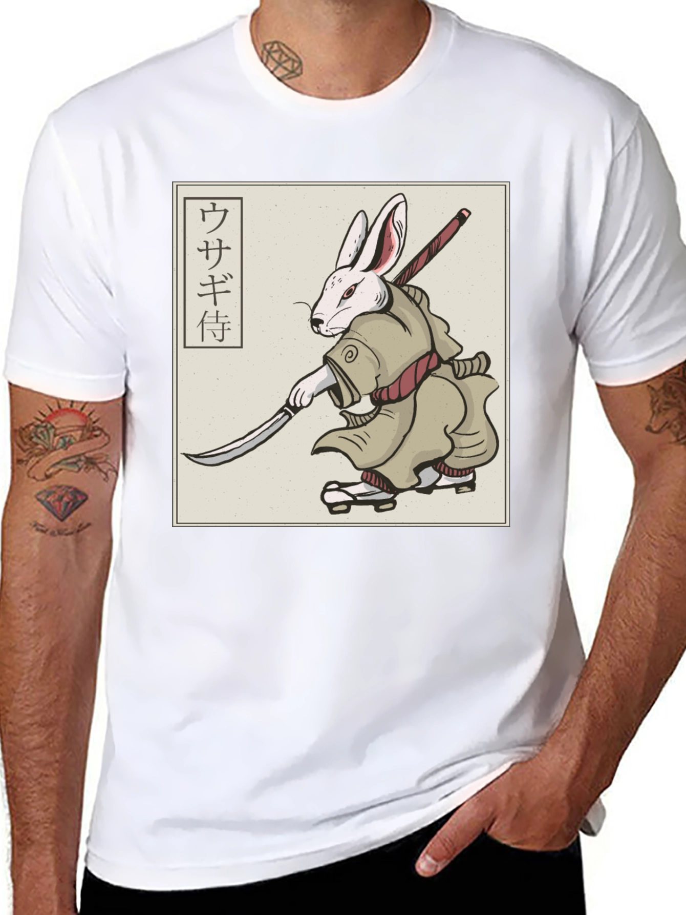 Rabbit Samurai T-Shirt - Black Graphic Tee
