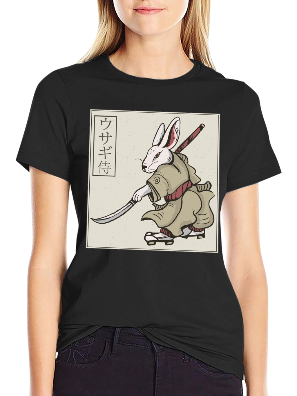 Rabbit Samurai T-Shirt - Black Graphic Tee