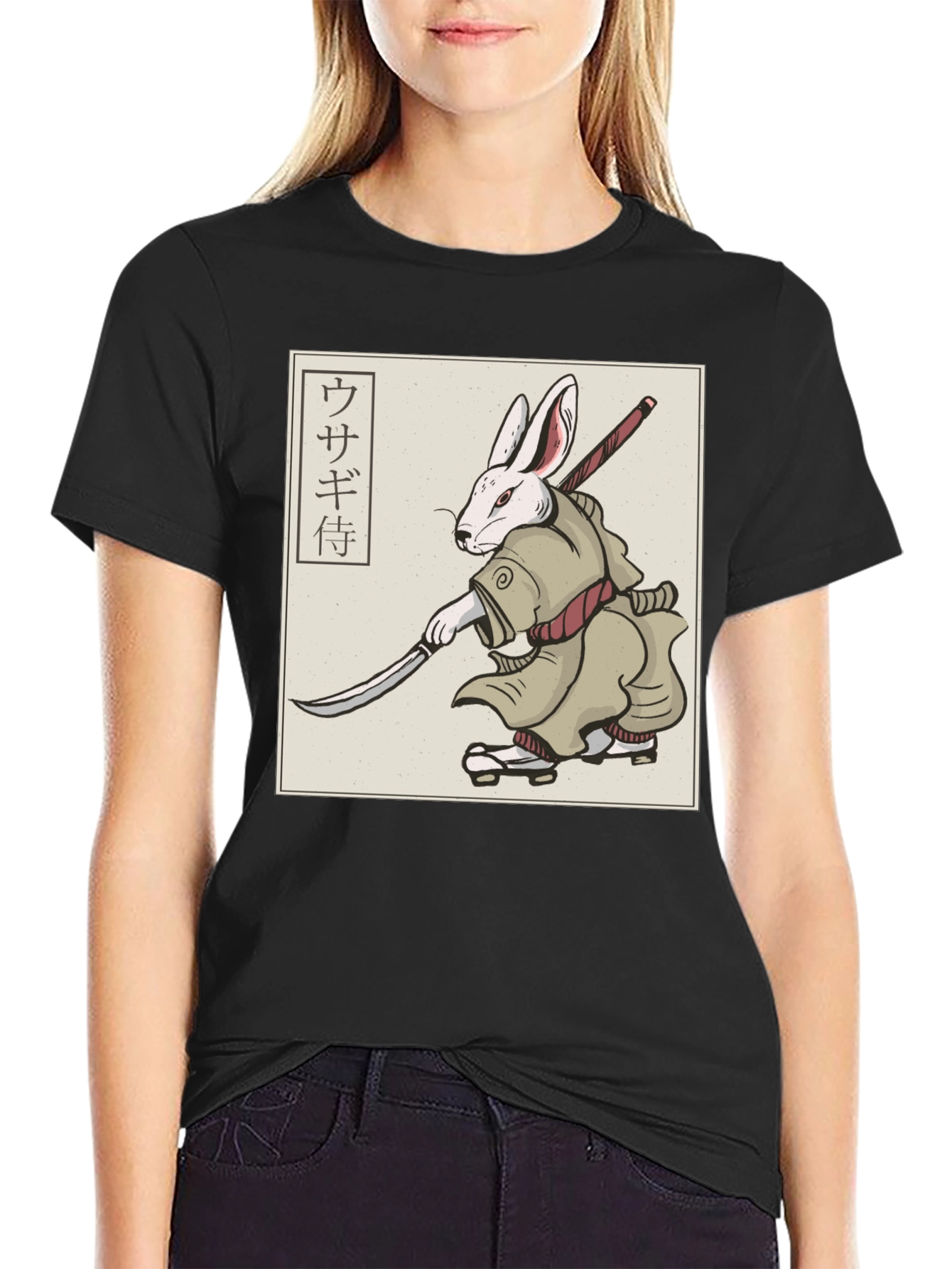 Rabbit Samurai T-Shirt - Black Graphic Tee