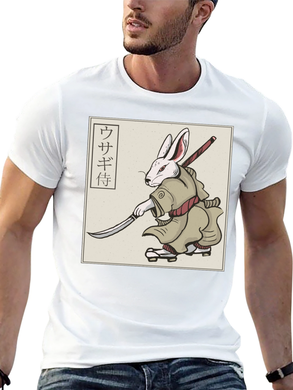 Rabbit Samurai T-Shirt - Black Graphic Tee