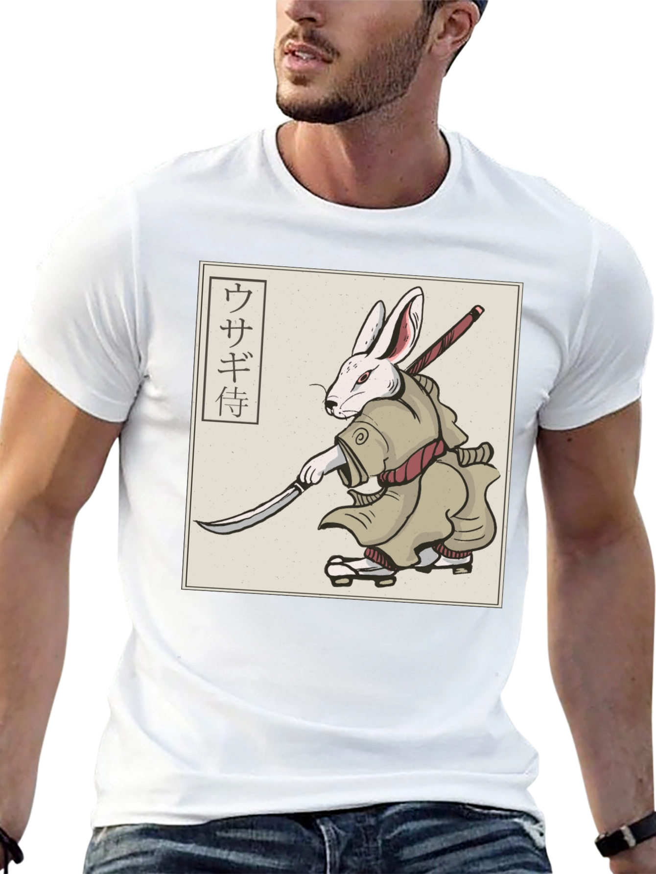 Rabbit Samurai T-Shirt - Black Graphic Tee