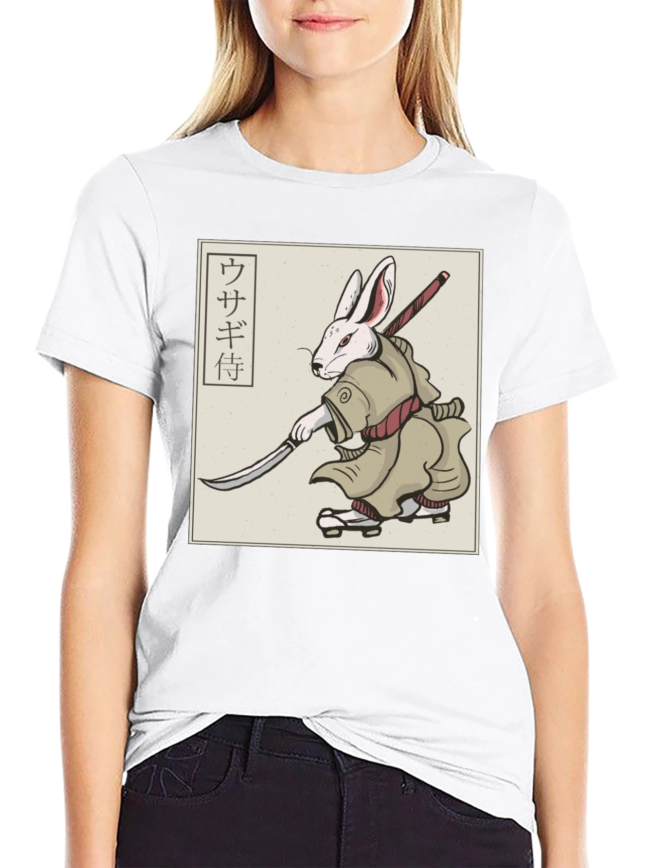 Rabbit Samurai T-Shirt - Black Graphic Tee
