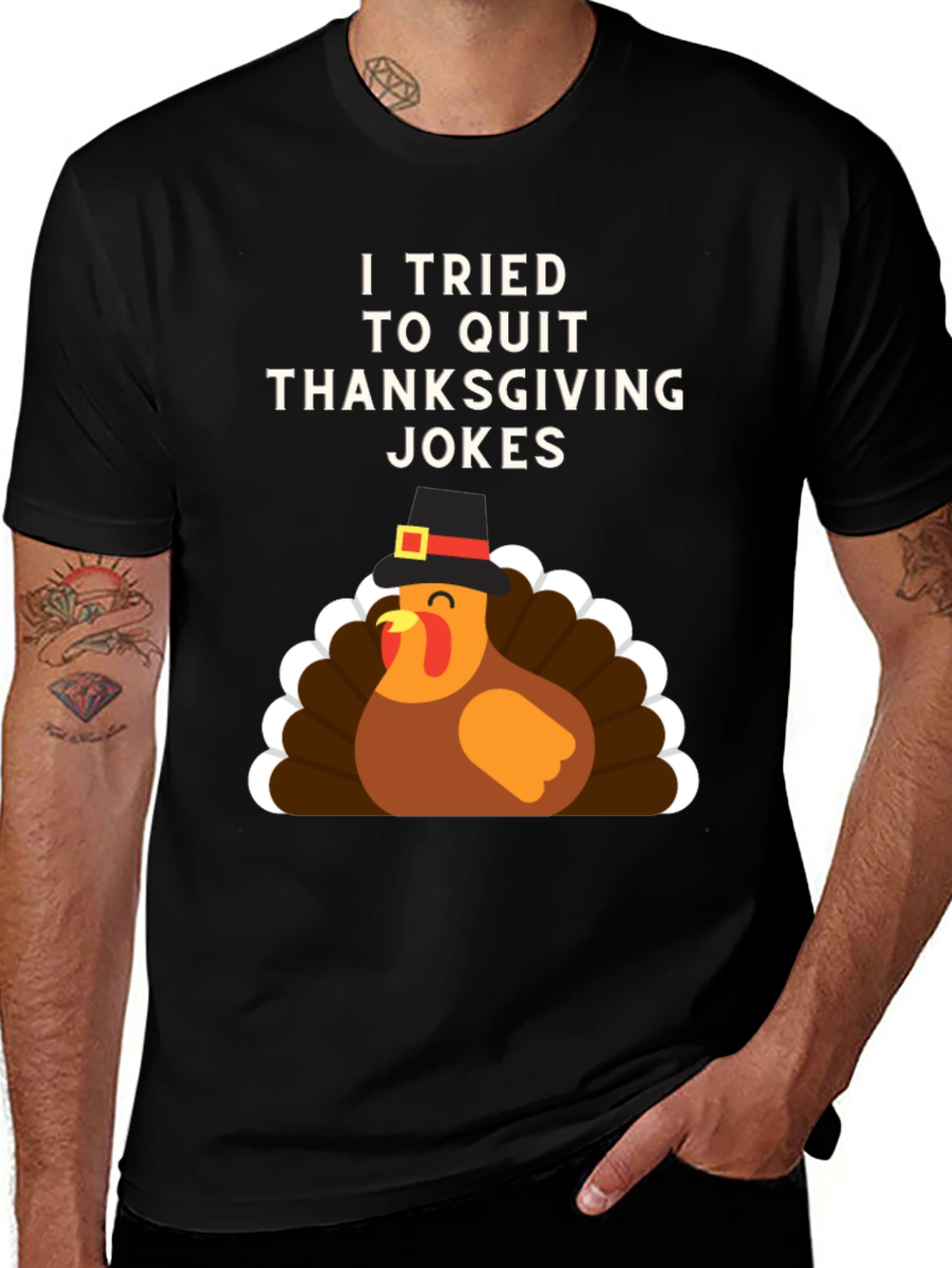 Funny Thanksgiving Jokes T-Shirt Turkey Pilgrim