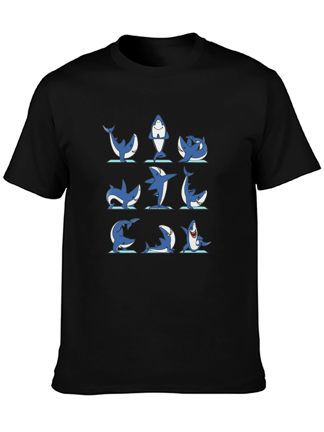 Shark Yoga Pose T-Shirt - Black Cotton Tee