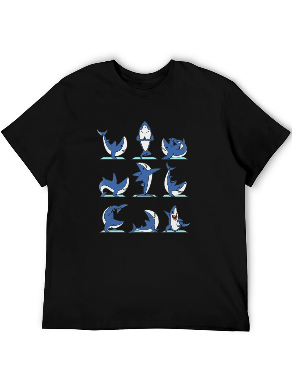 Shark Yoga Pose T-Shirt - Black Cotton Tee