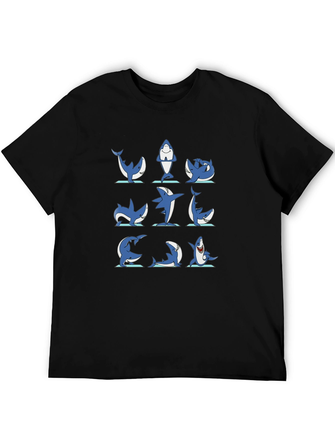 Shark Yoga Pose T-Shirt - Black Cotton Tee