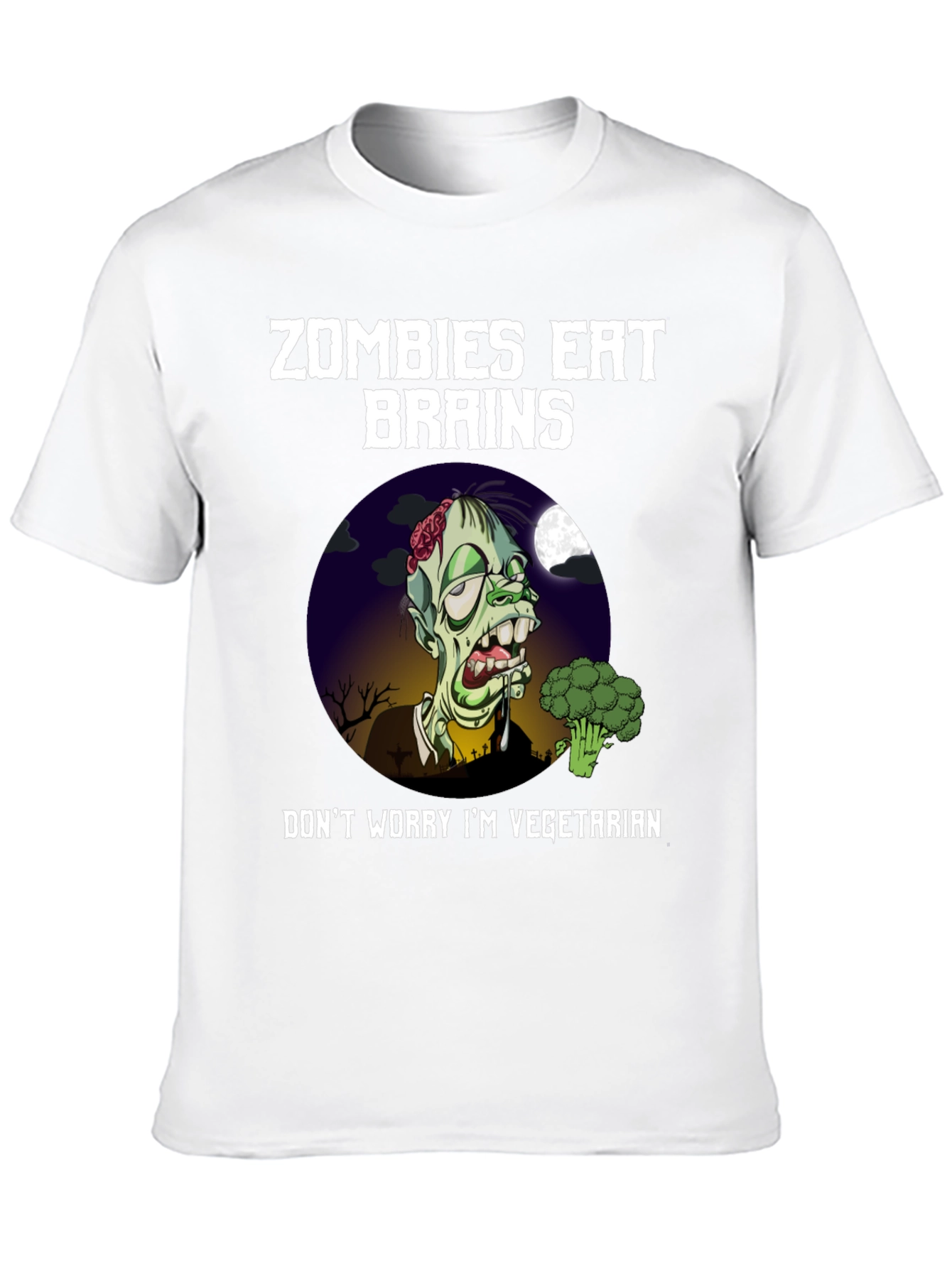 Zombie Vegetarian T-Shirt - Brains and Broccoli Tee