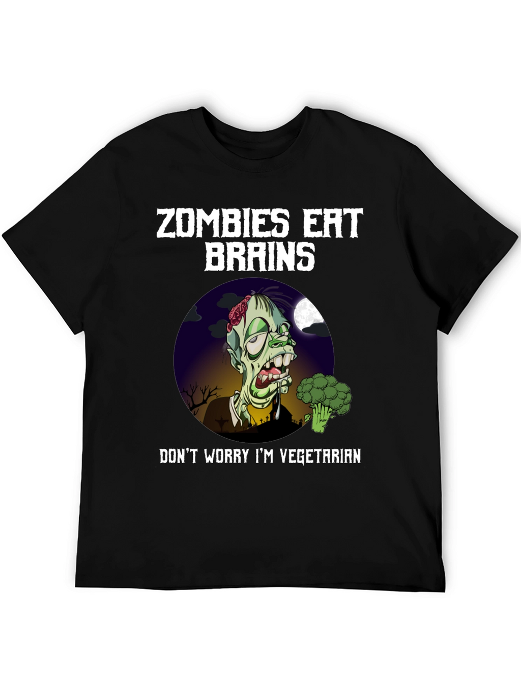 Zombie Vegetarian T-Shirt - Brains and Broccoli Tee