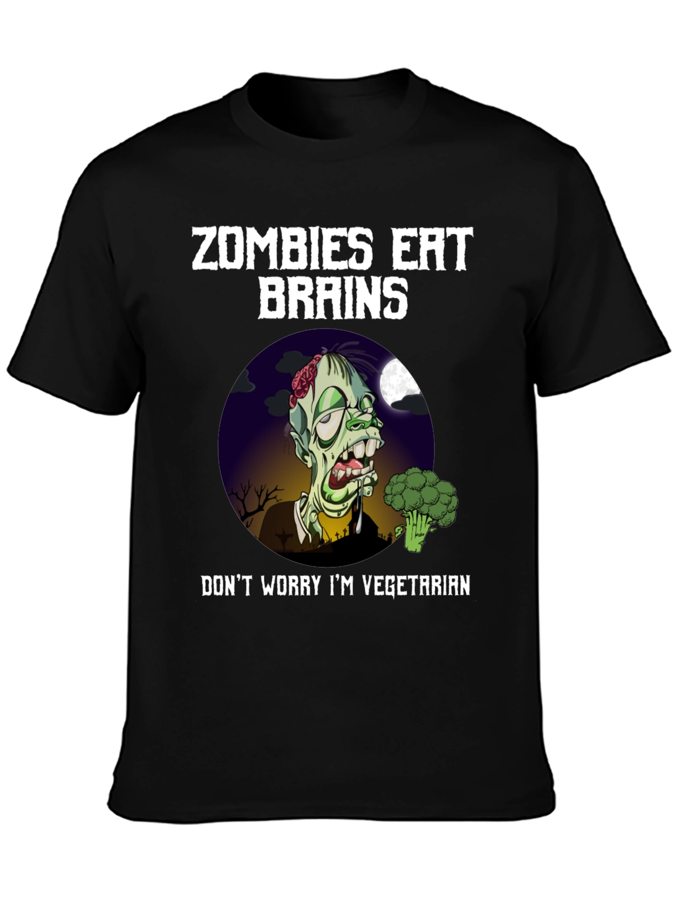 Zombie Vegetarian T-Shirt - Brains and Broccoli Tee