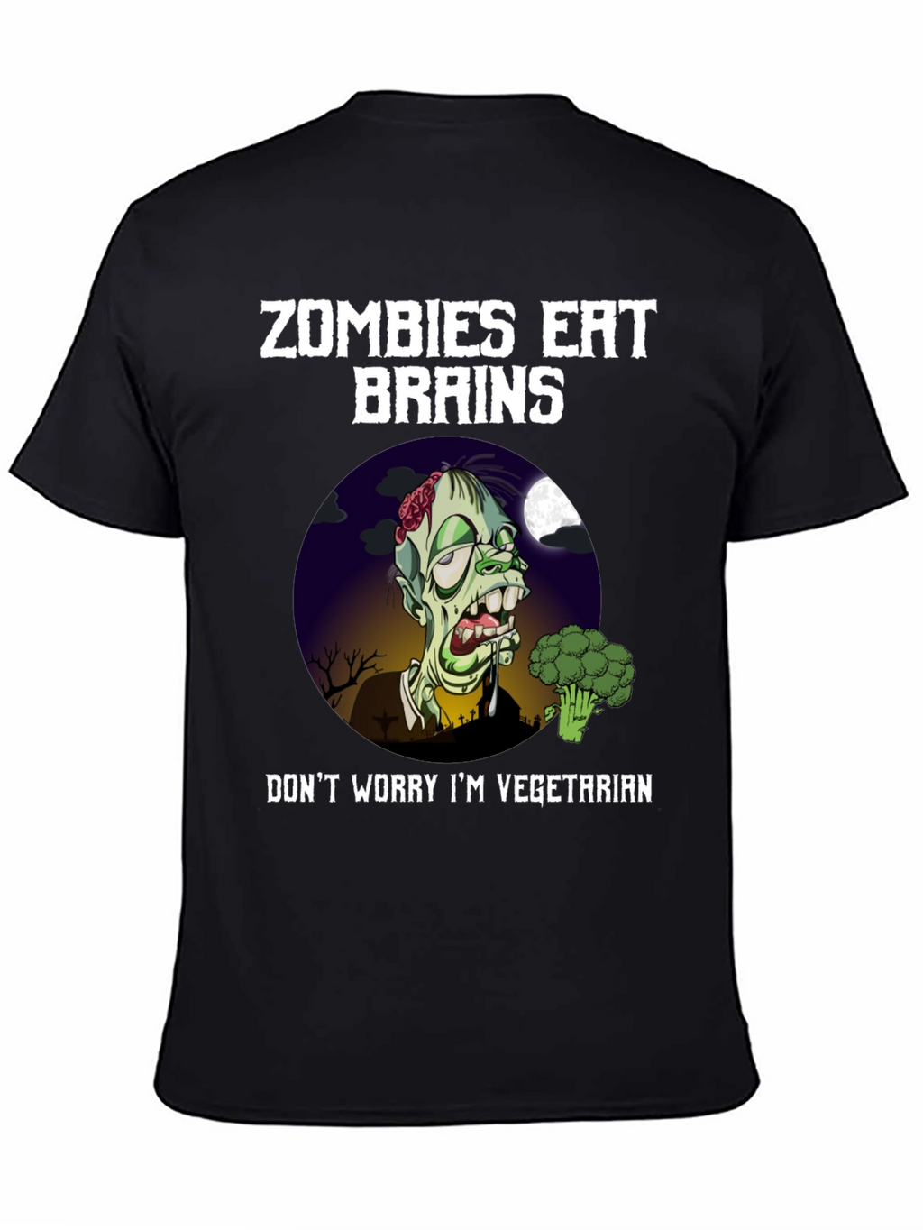 Zombie Vegetarian T-Shirt - Brains and Broccoli Tee
