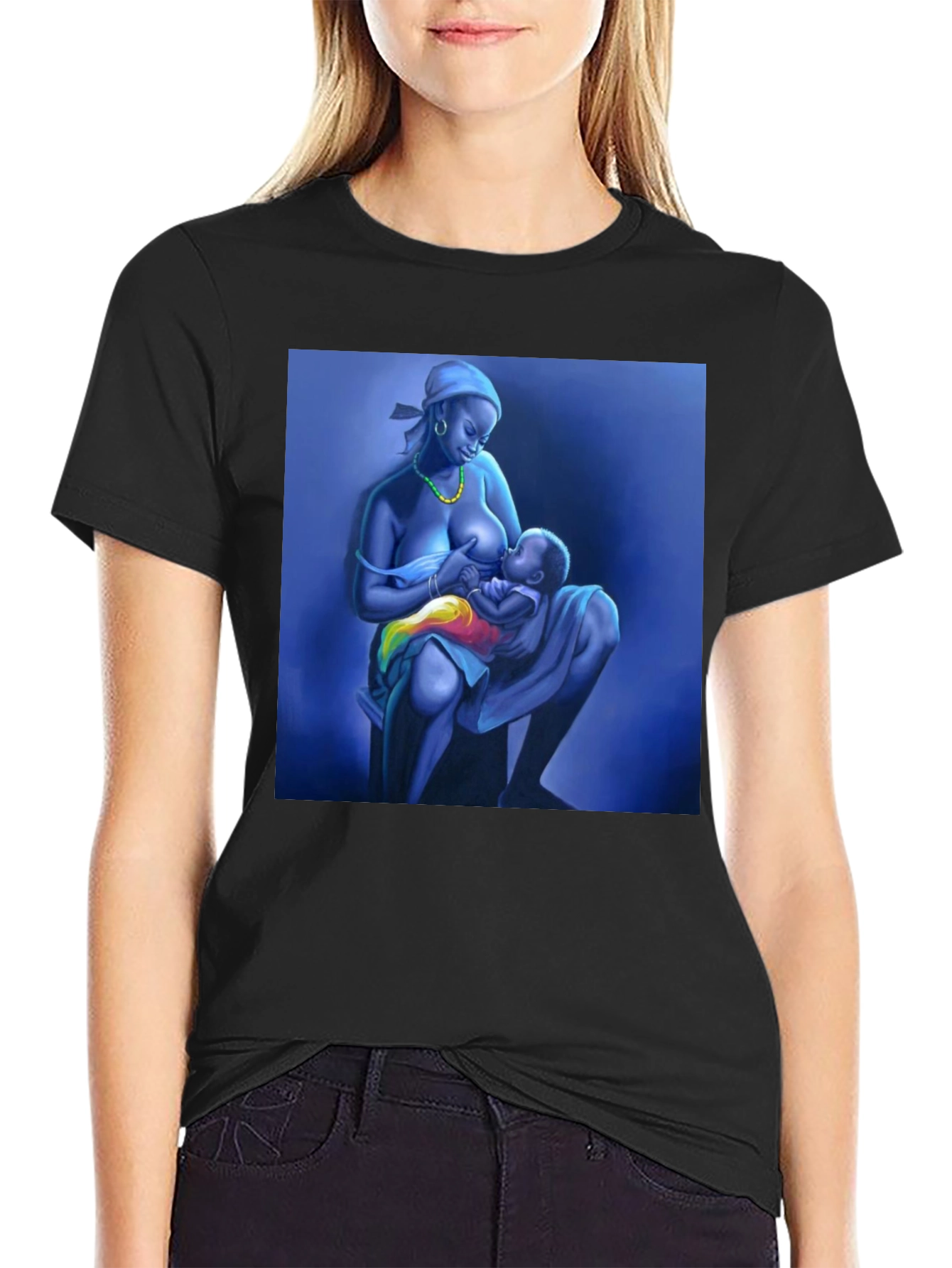 Breastfeeding Art Black T-Shirt