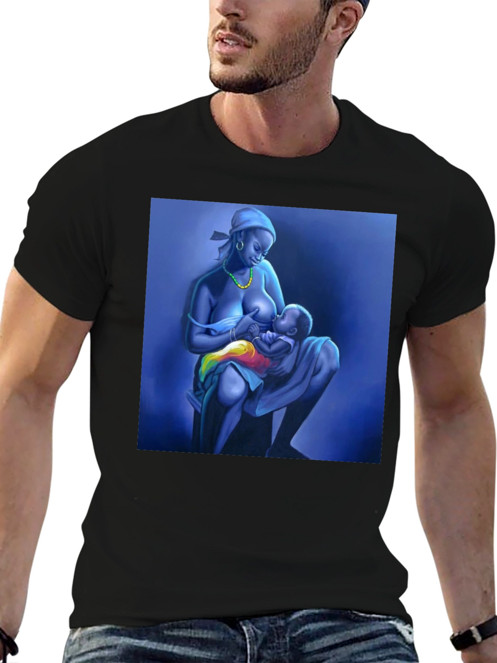 Breastfeeding Art Black T-Shirt