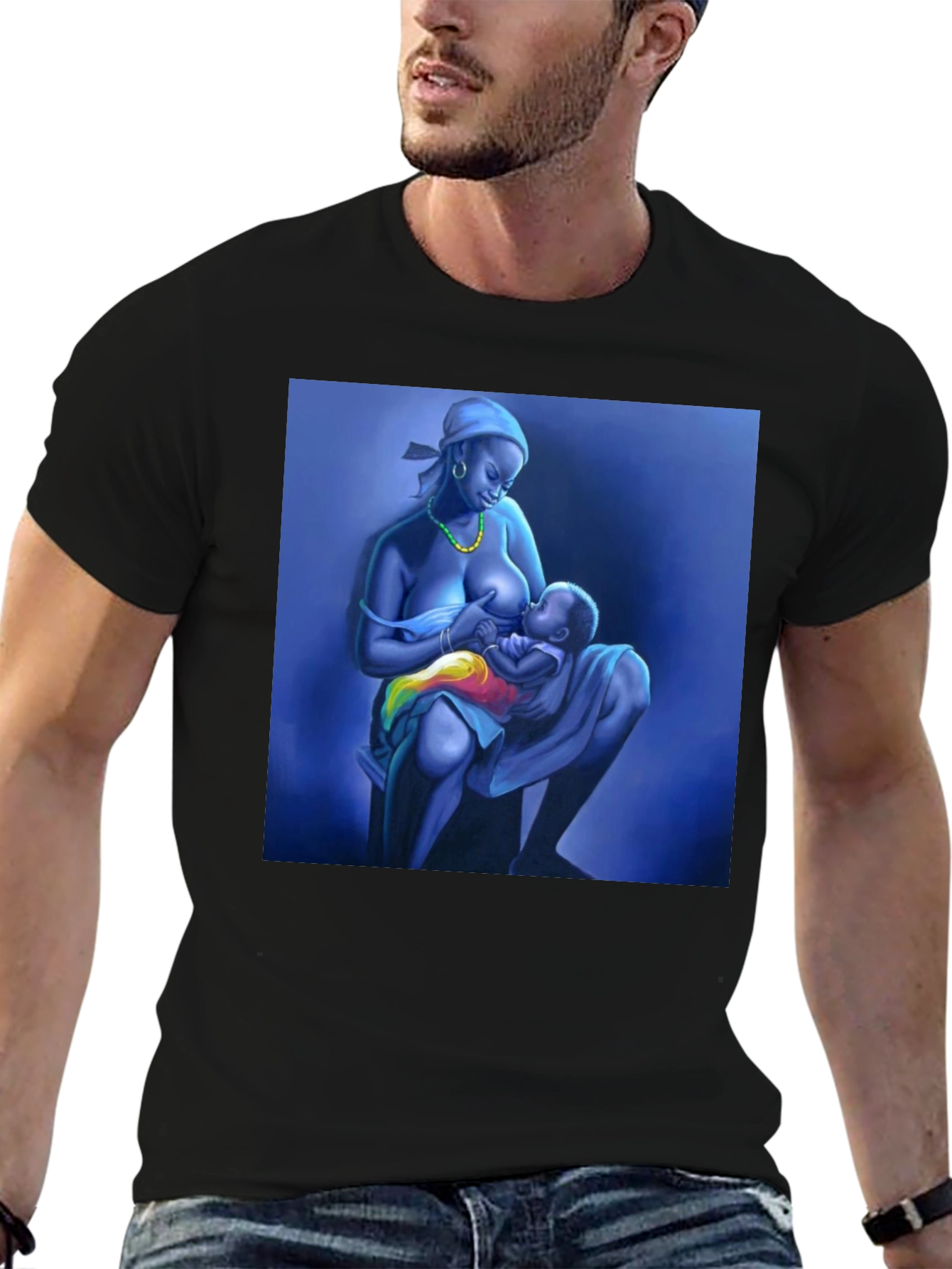 Breastfeeding Art Black T-Shirt