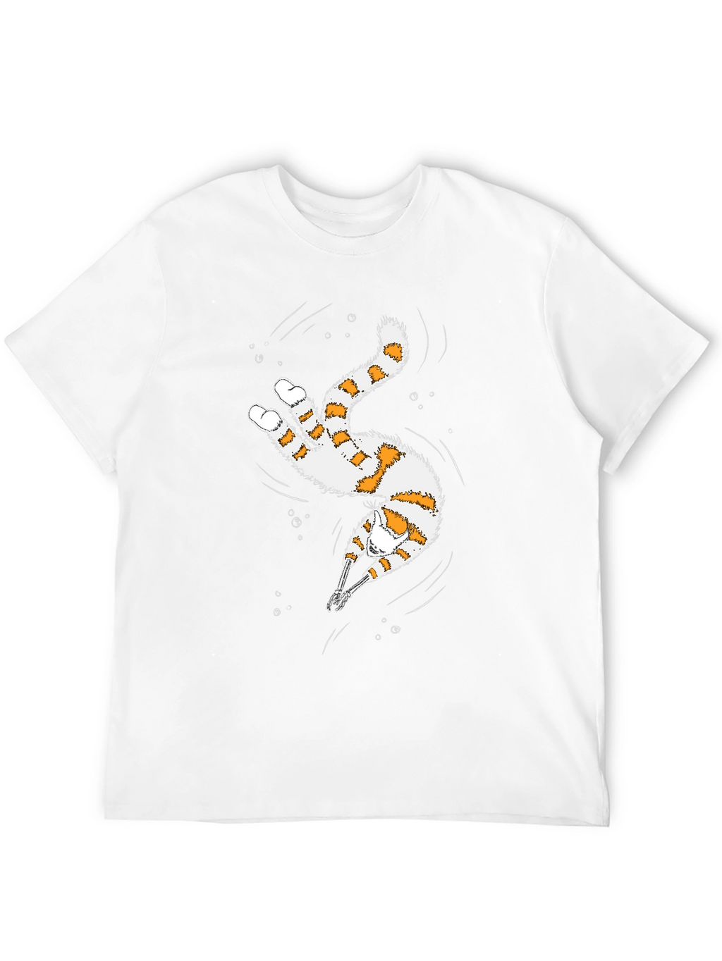 Whimsical Diving Cat Graphic Tee - Black