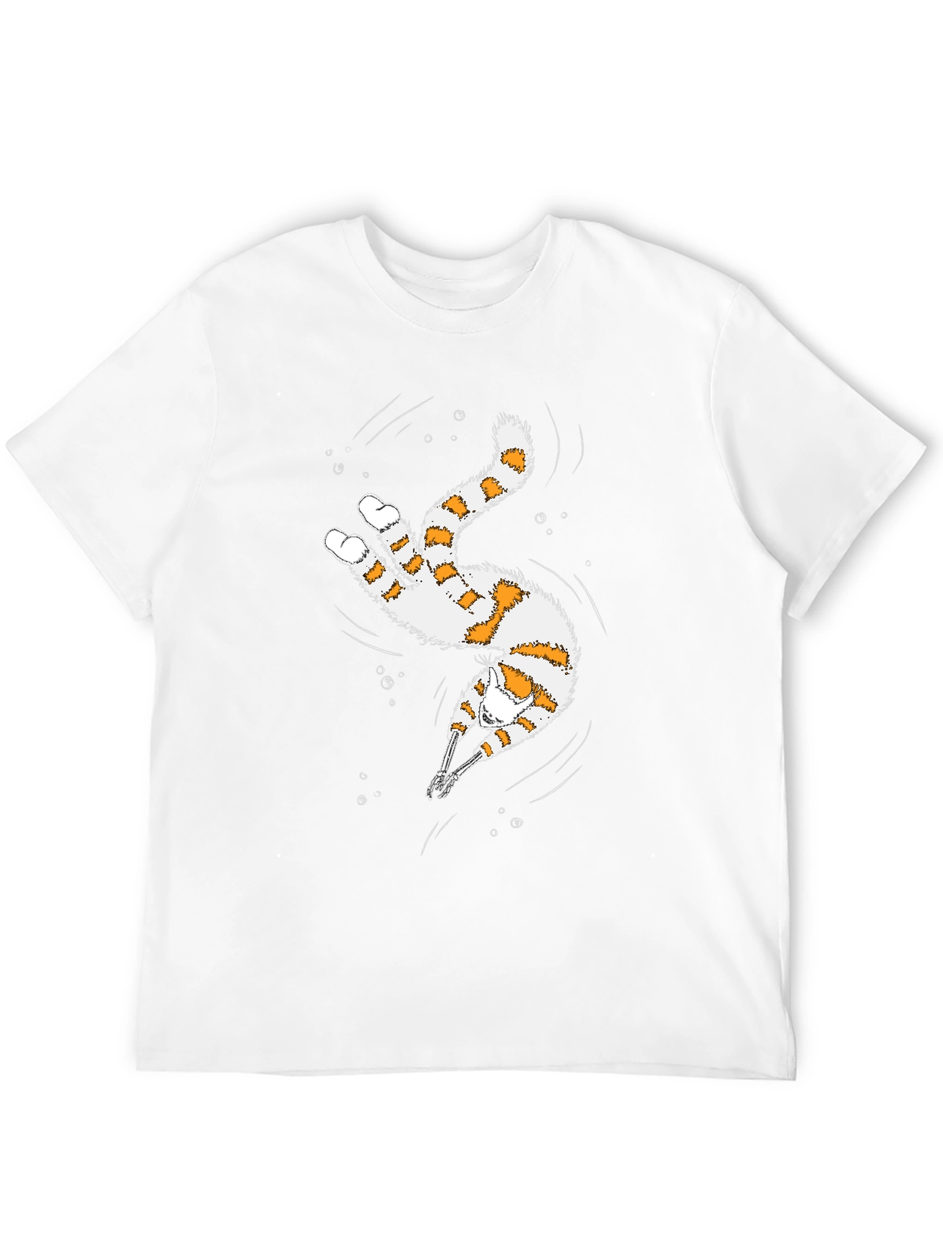Whimsical Diving Cat Graphic Tee - Black