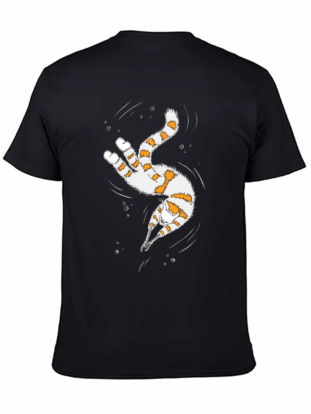 Whimsical Diving Cat Graphic Tee - Black